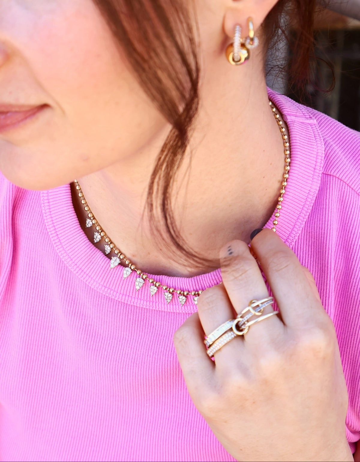 18k yellow gold diamond pave square ring by Anita Ko Tiny Gods