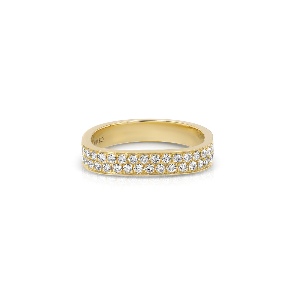 18k yellow gold diamond pave square ring by Anita Ko Tiny Gods