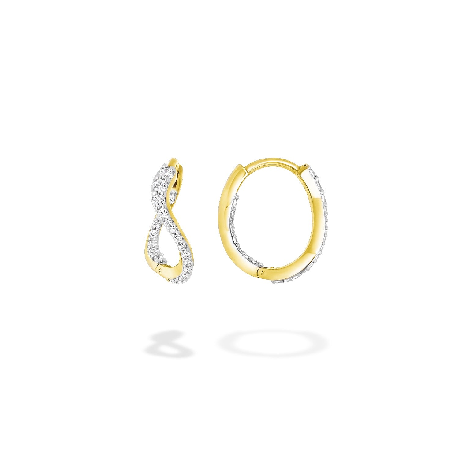 18k yellow gold diamond petite caustic light hoop earrings by Marie Mas Tiny Gods