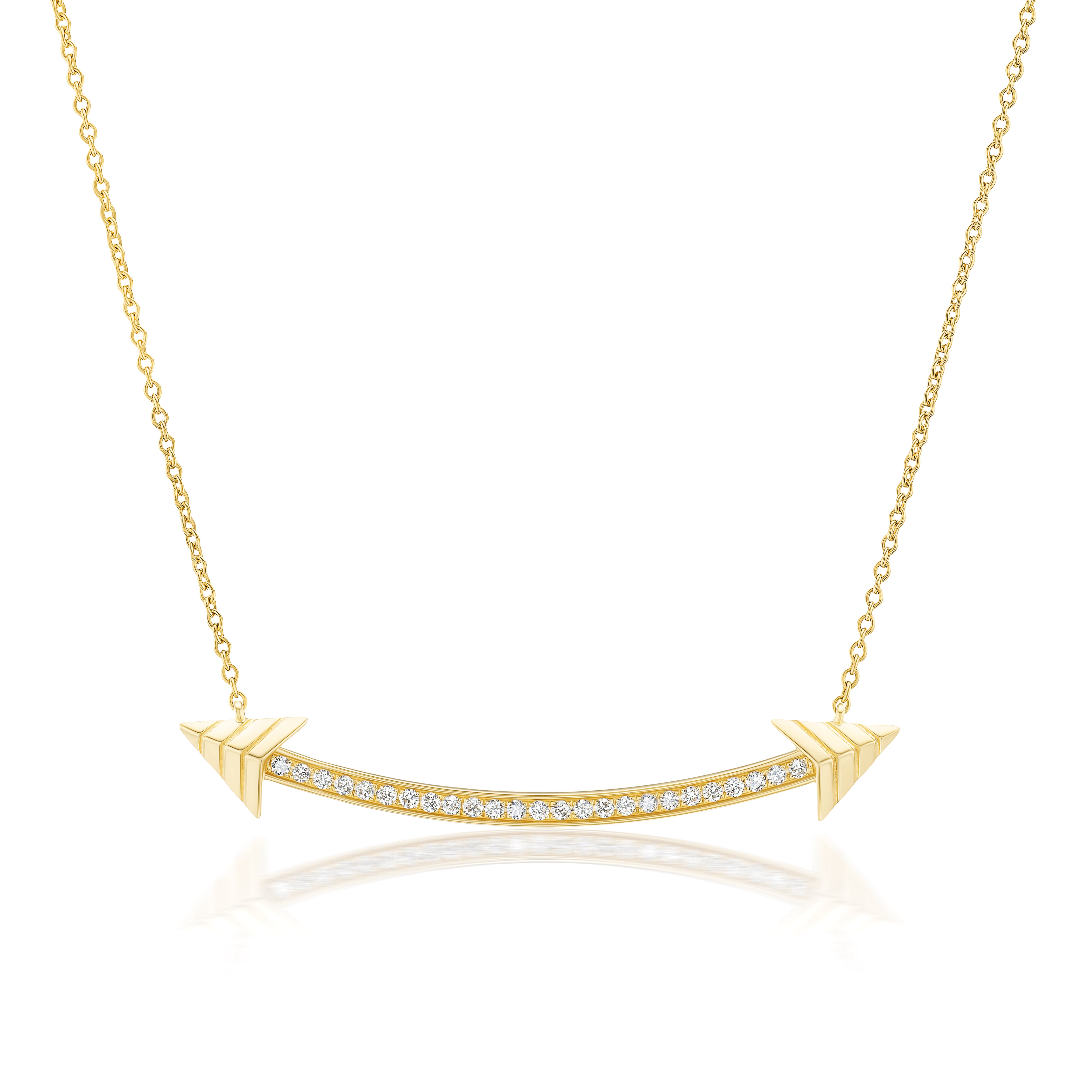 18k yellow gold diamond smiley pocket arrow pendant necklace by Harwell Godfrey Tiny Gods