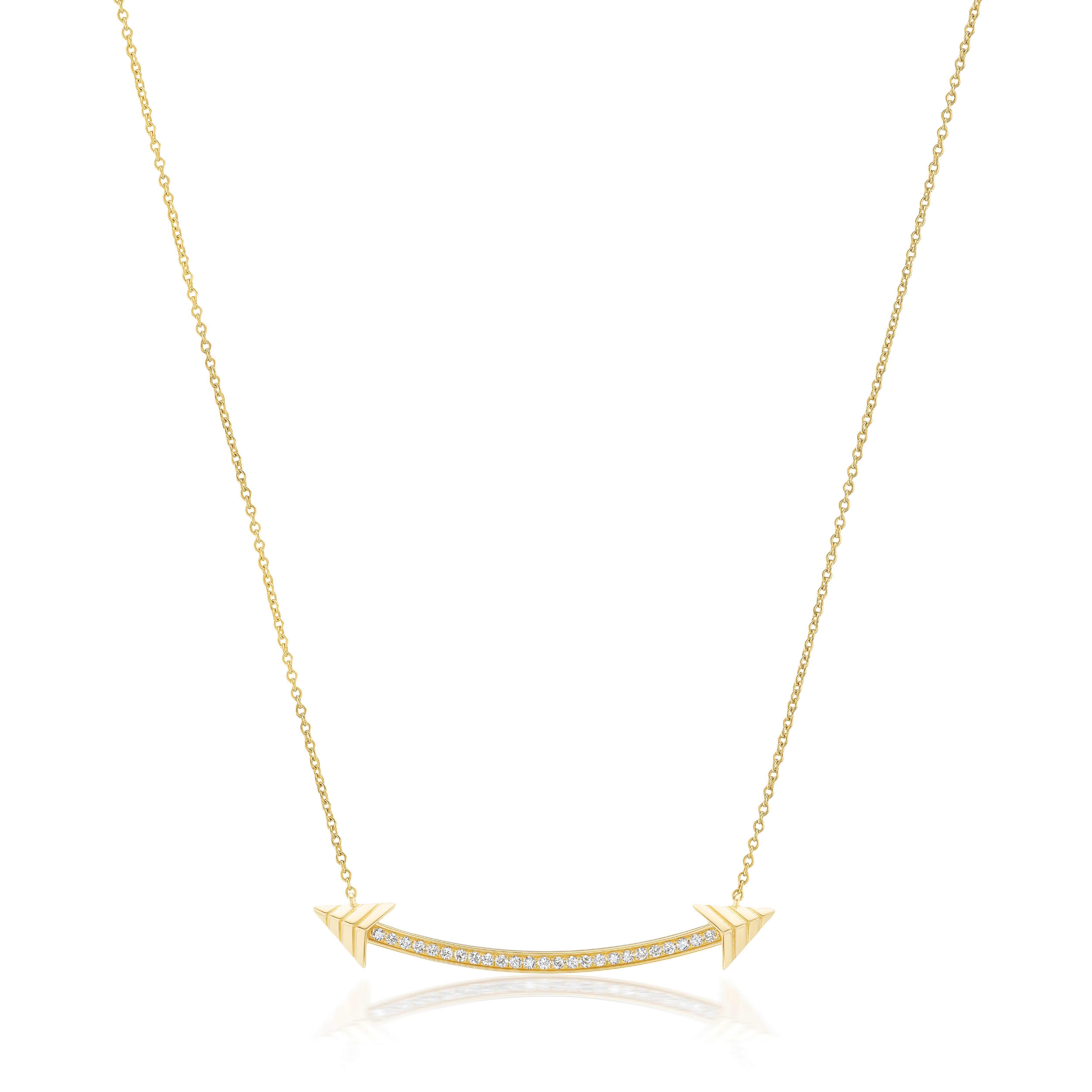18k yellow gold diamond smiley pocket arrow pendant necklace by Harwell Godfrey Tiny Gods