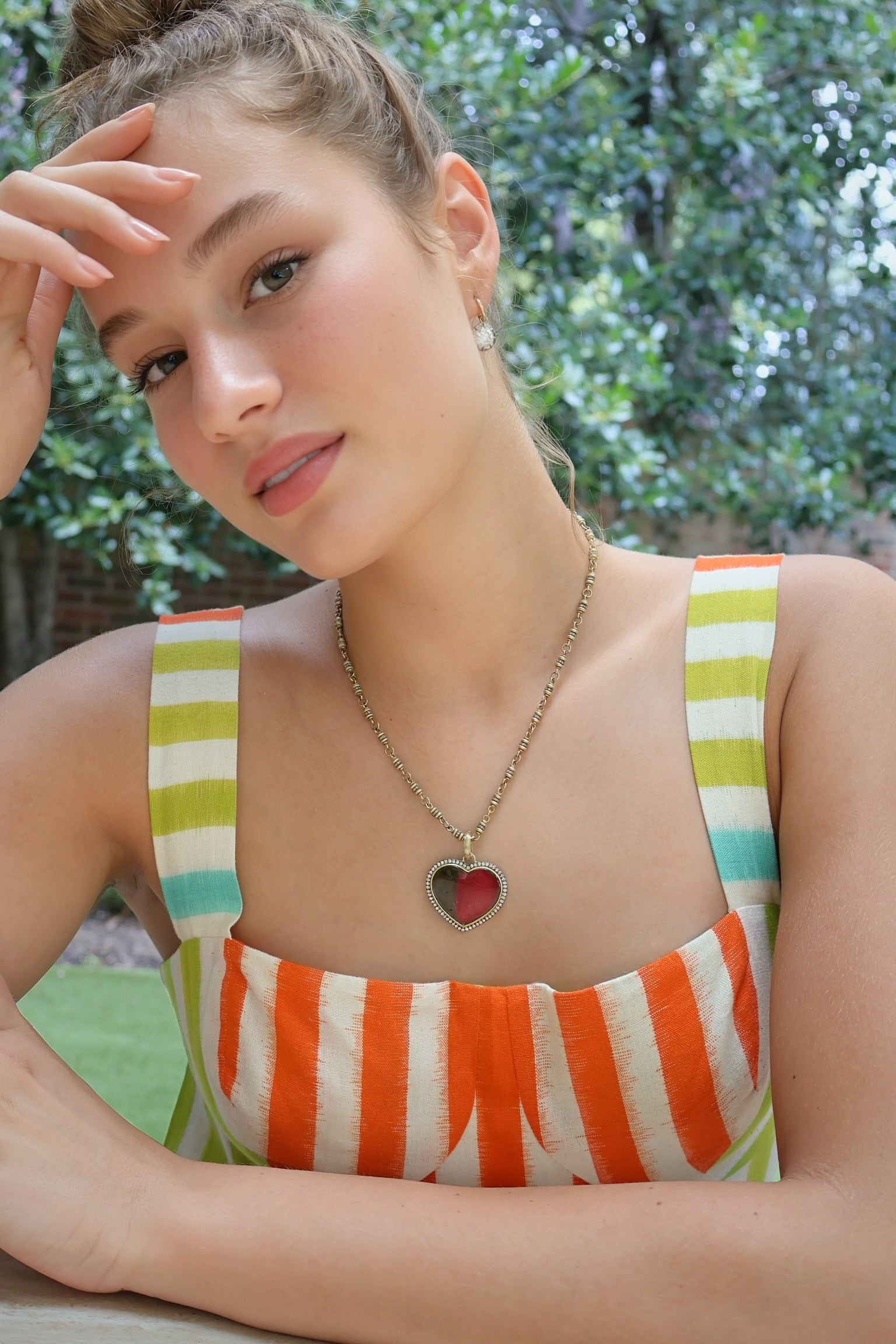 18k yellow gold diamond and rondelle bead confetti link chain necklace by Sylva & Cie Tiny Gods