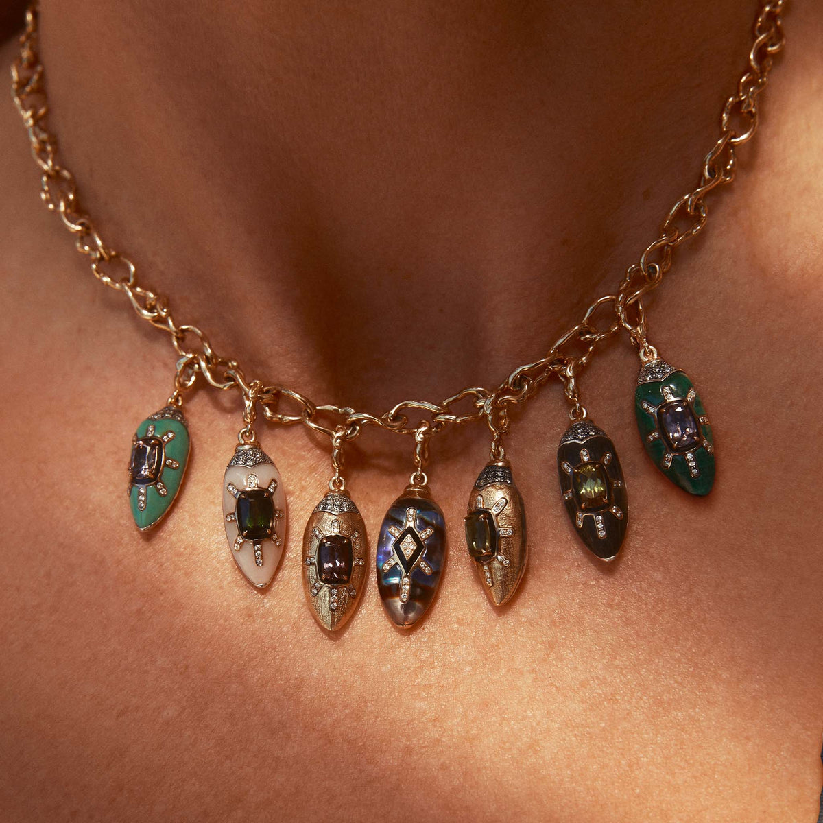18k yellow gold diamond scarab bestiary pendant by Bibi van der Velden Tiny Gods