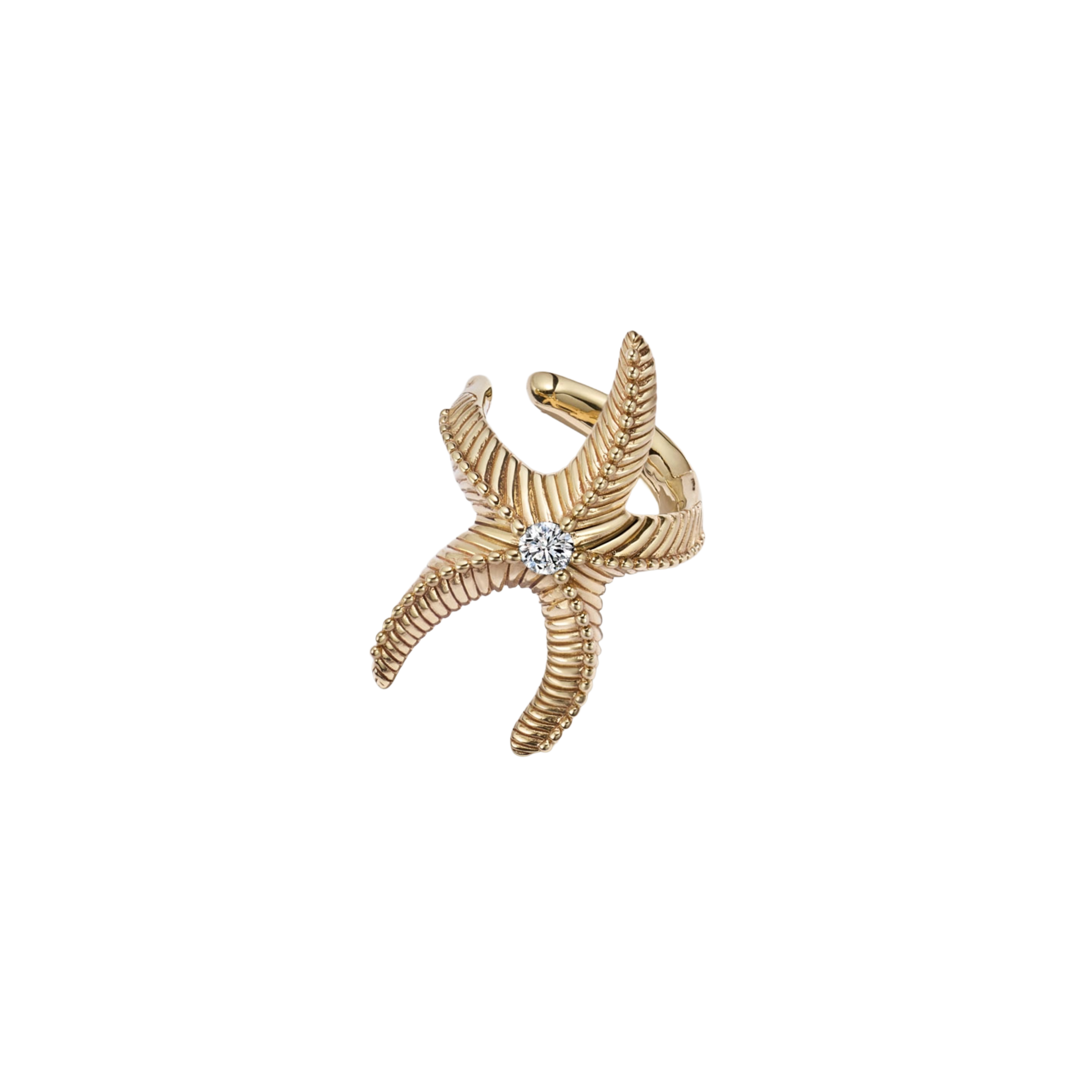 14k yellow gold diamond sea starfish ear cuff earring by Lucy Delius Tiny gods