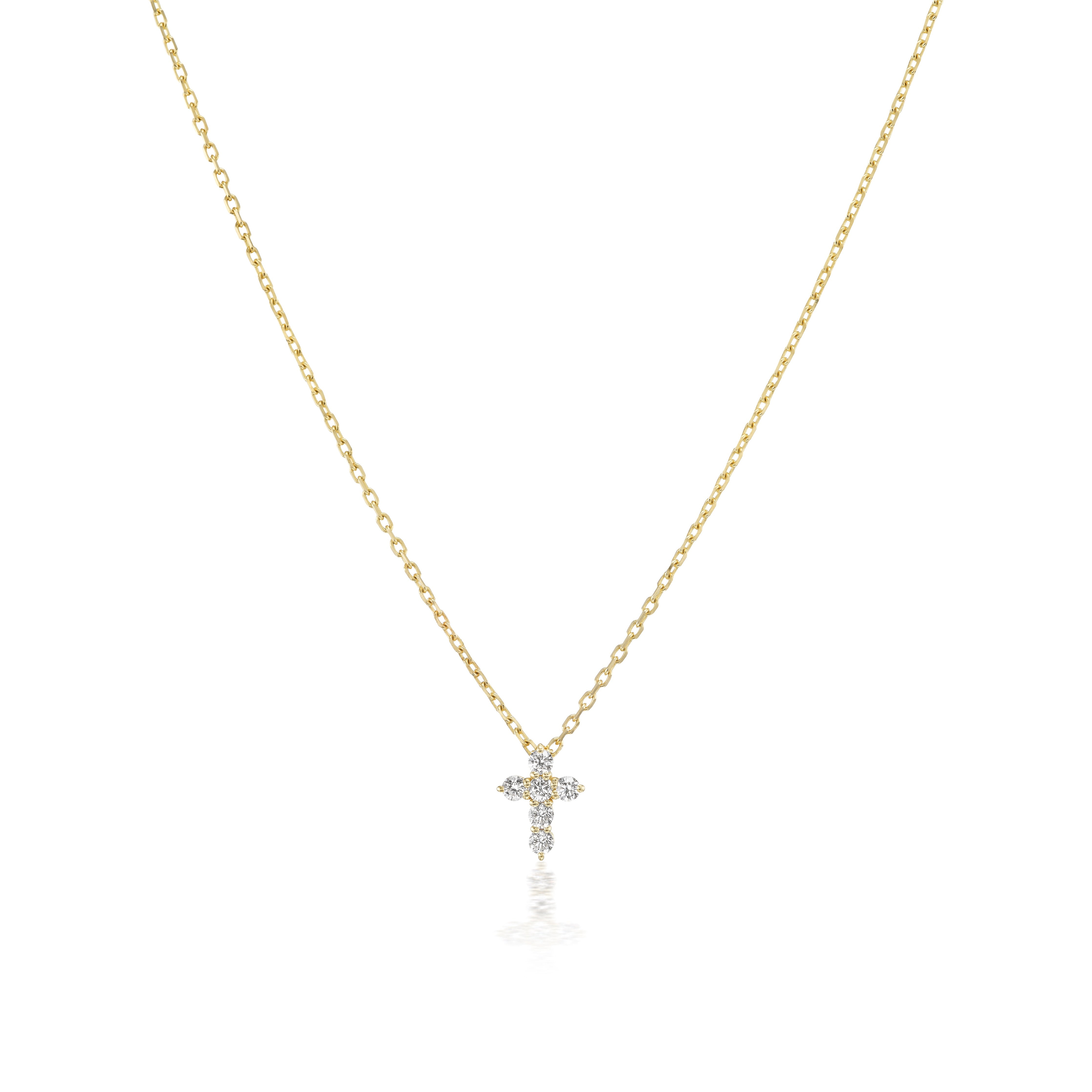 14k yellow gold diamond cross pendant tiny gods