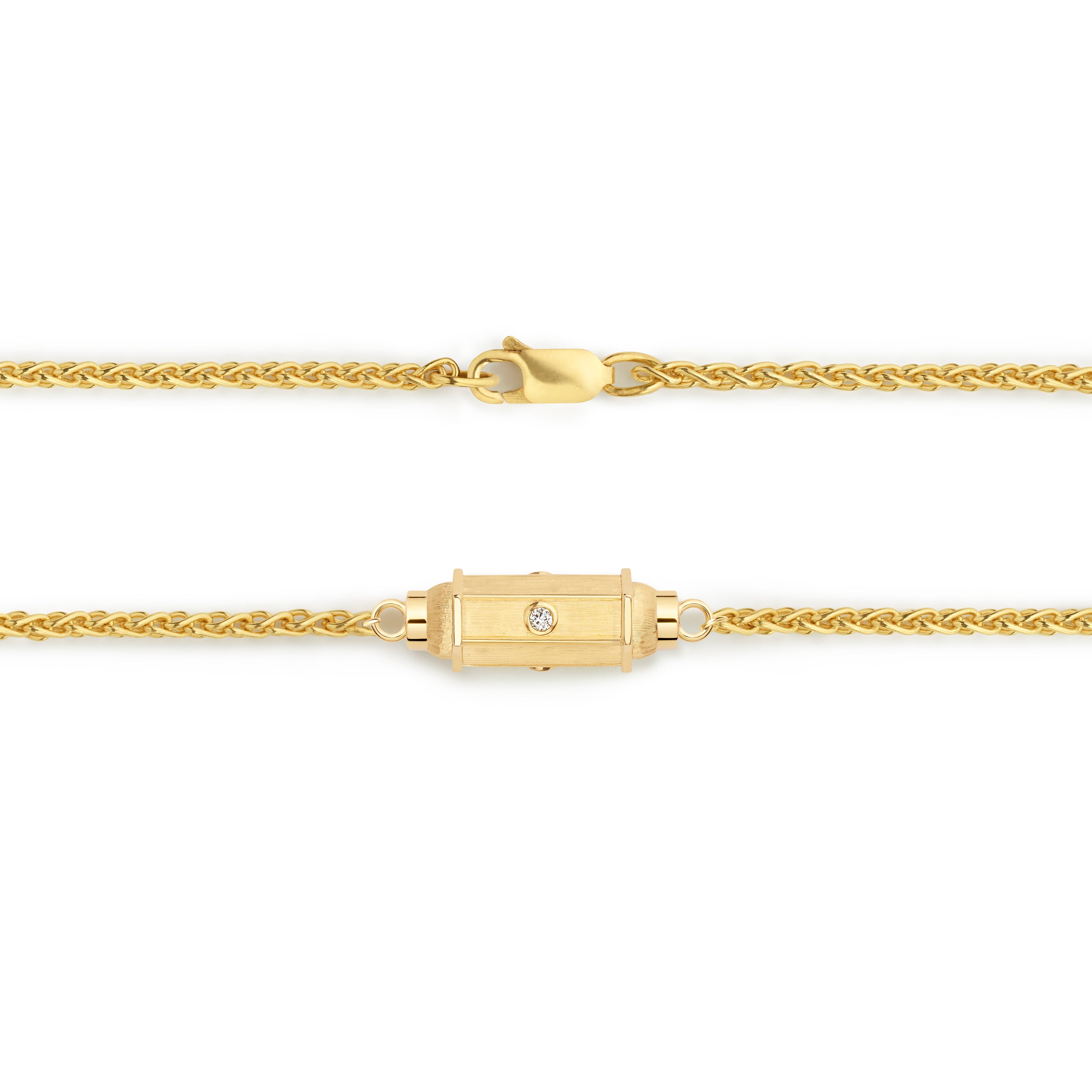 18k yellow gold diamond micro coco spice chain locket bracelet by Marie Lichtenberg Tiny Gods