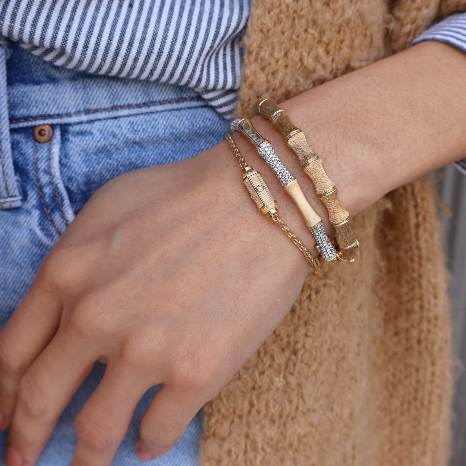 18k yellow gold diamond micro coco spice chain locket bracelet by Marie Lichtenberg Tiny Gods