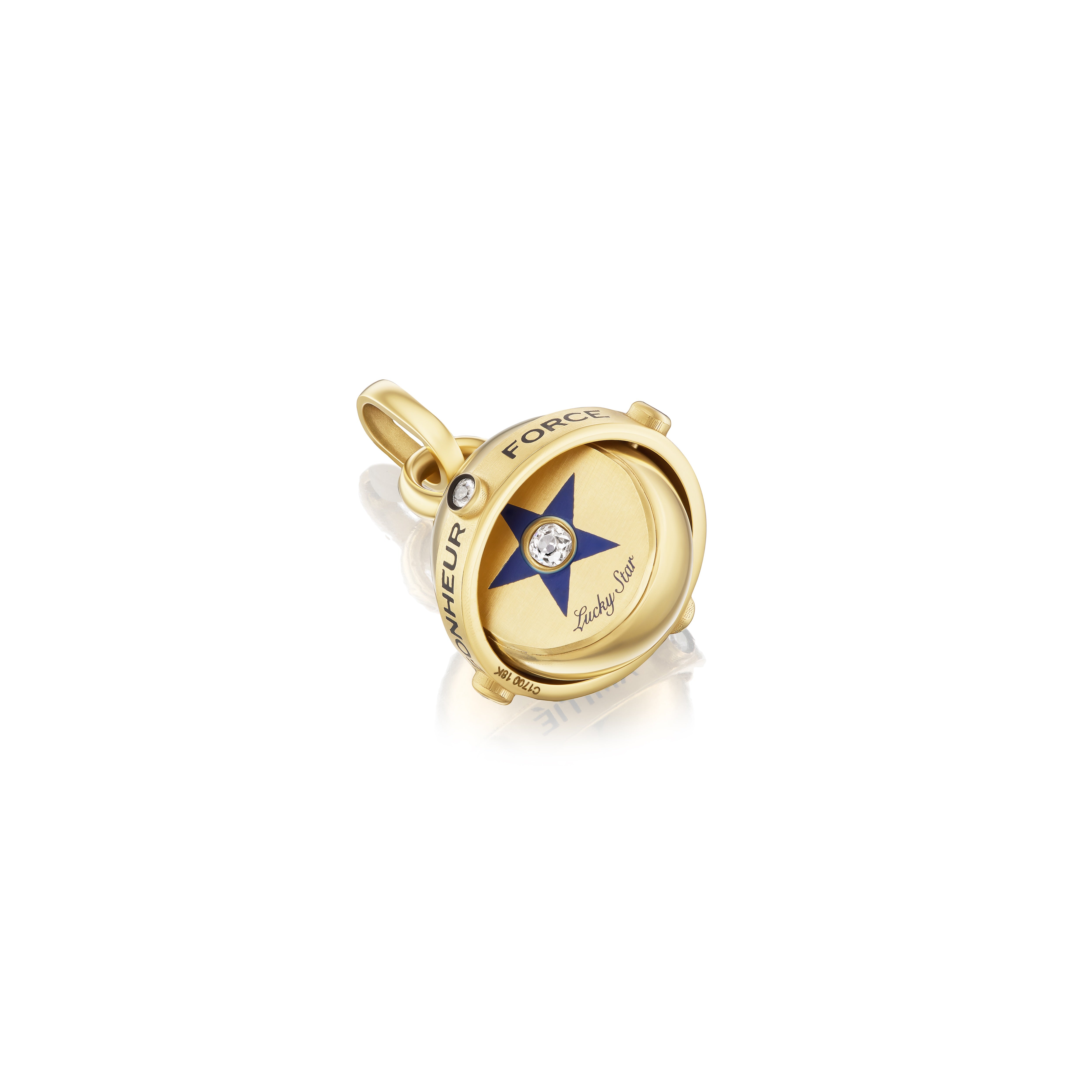 18k yellow gold diamond this be my lucky star secret talisman ball charm pendant by Circa 1700 Tiny Gods