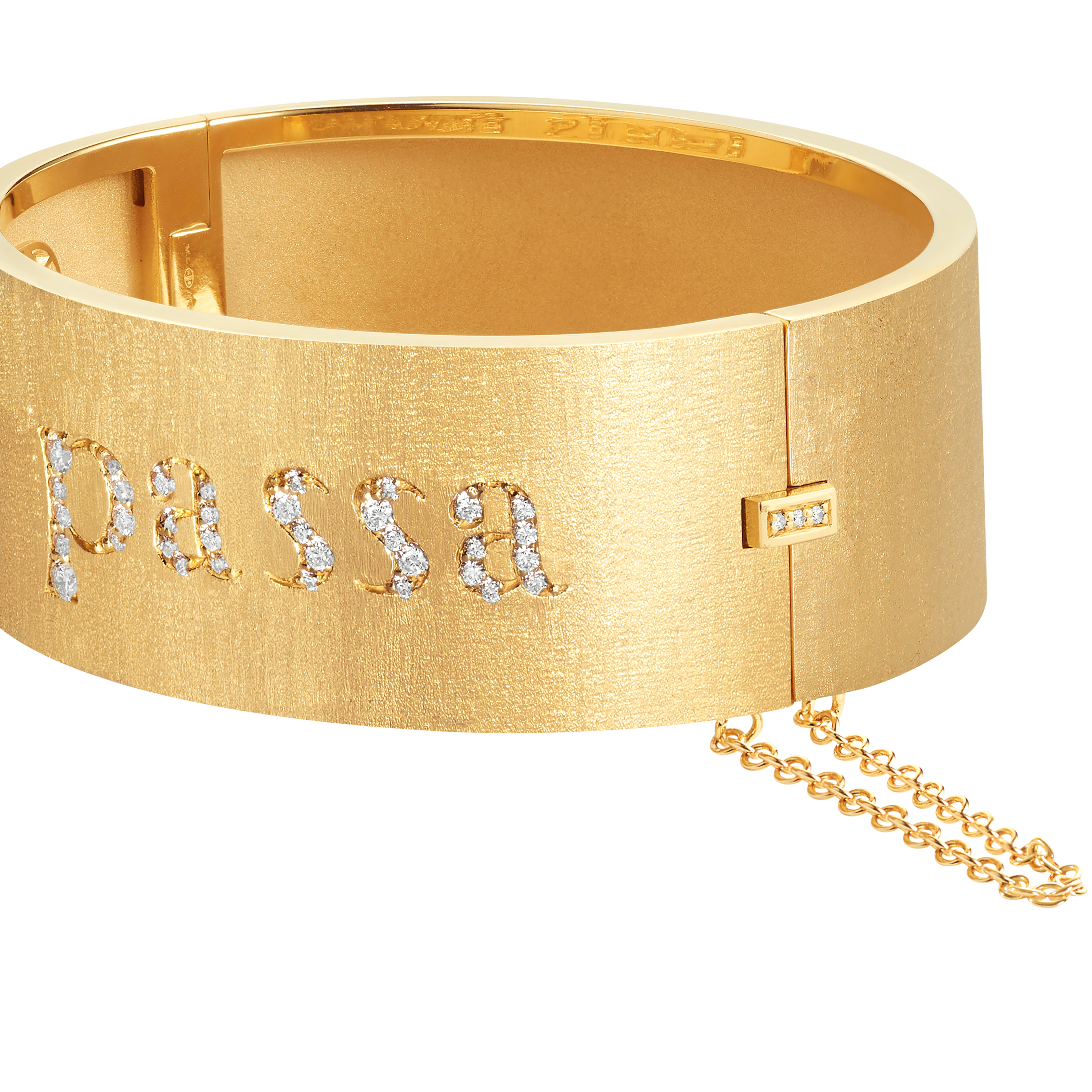 18k yellow gold diamond tutto passa everything passes, this too shall pass bangle bracelet by Marie Lichtenberg Tiny Gods