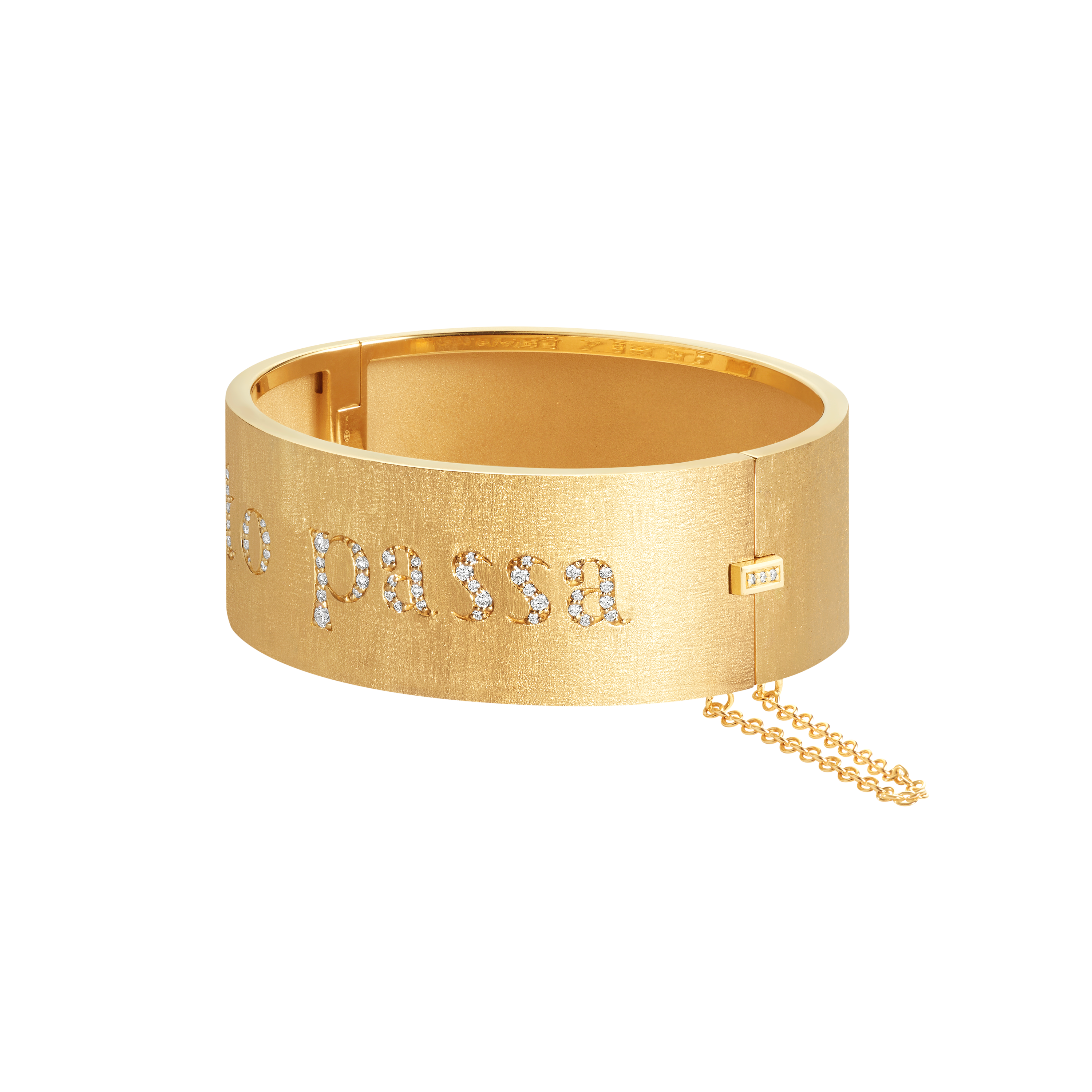 18k yellow gold diamond tutto passa everything passes, this too shall pass bangle bracelet by Marie Lichtenberg Tiny Gods