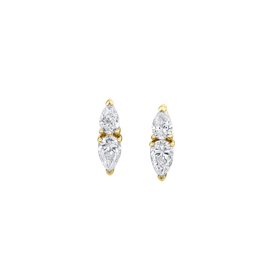 18k yellow gold ella pear diamond stud earrings by Anita Ko Tiny Gods