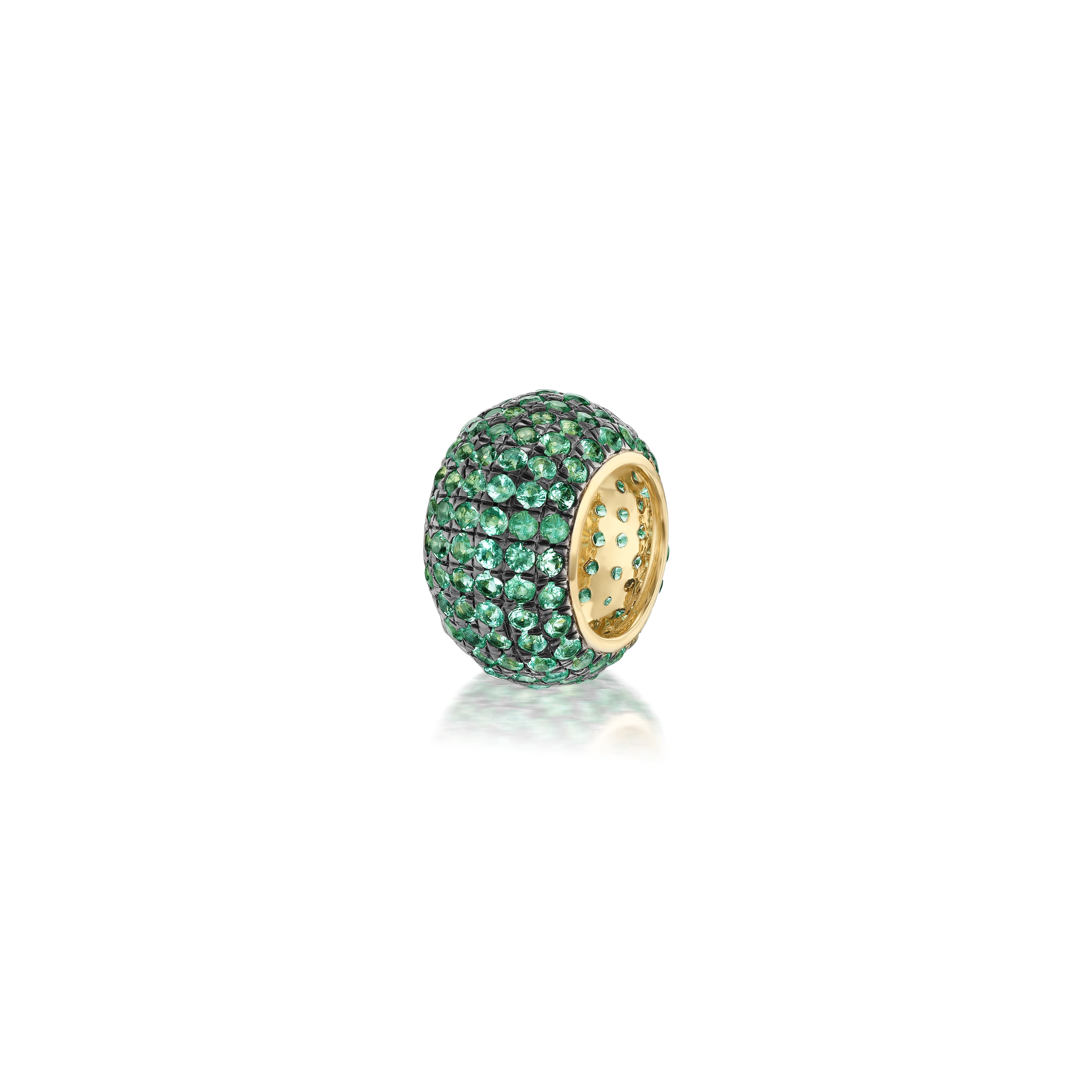 yellow gold emerald pave bead pendant tiny gods