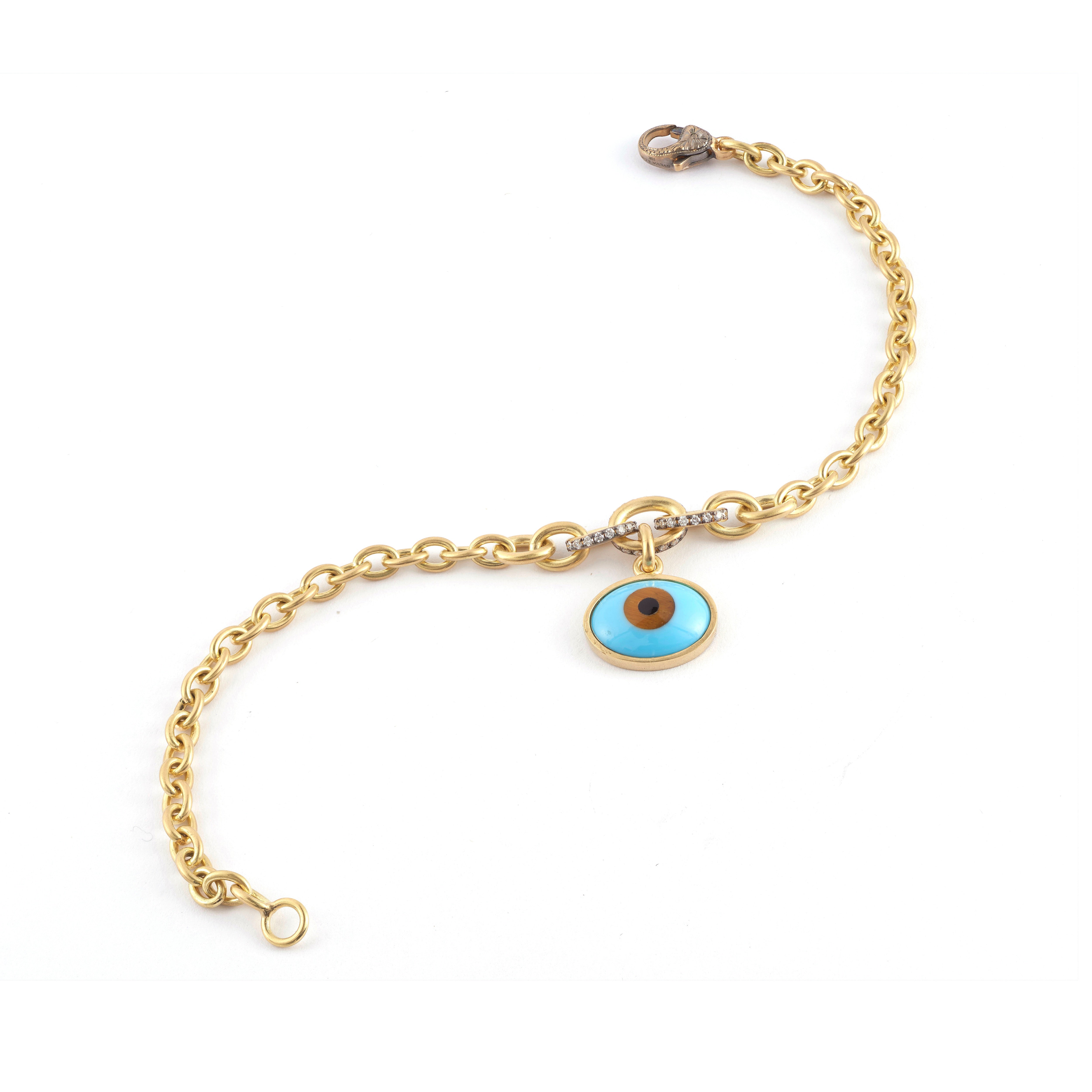 18k yellow gold eivl eye charm chain link bracelet Sylva & Cie Tiny Gods