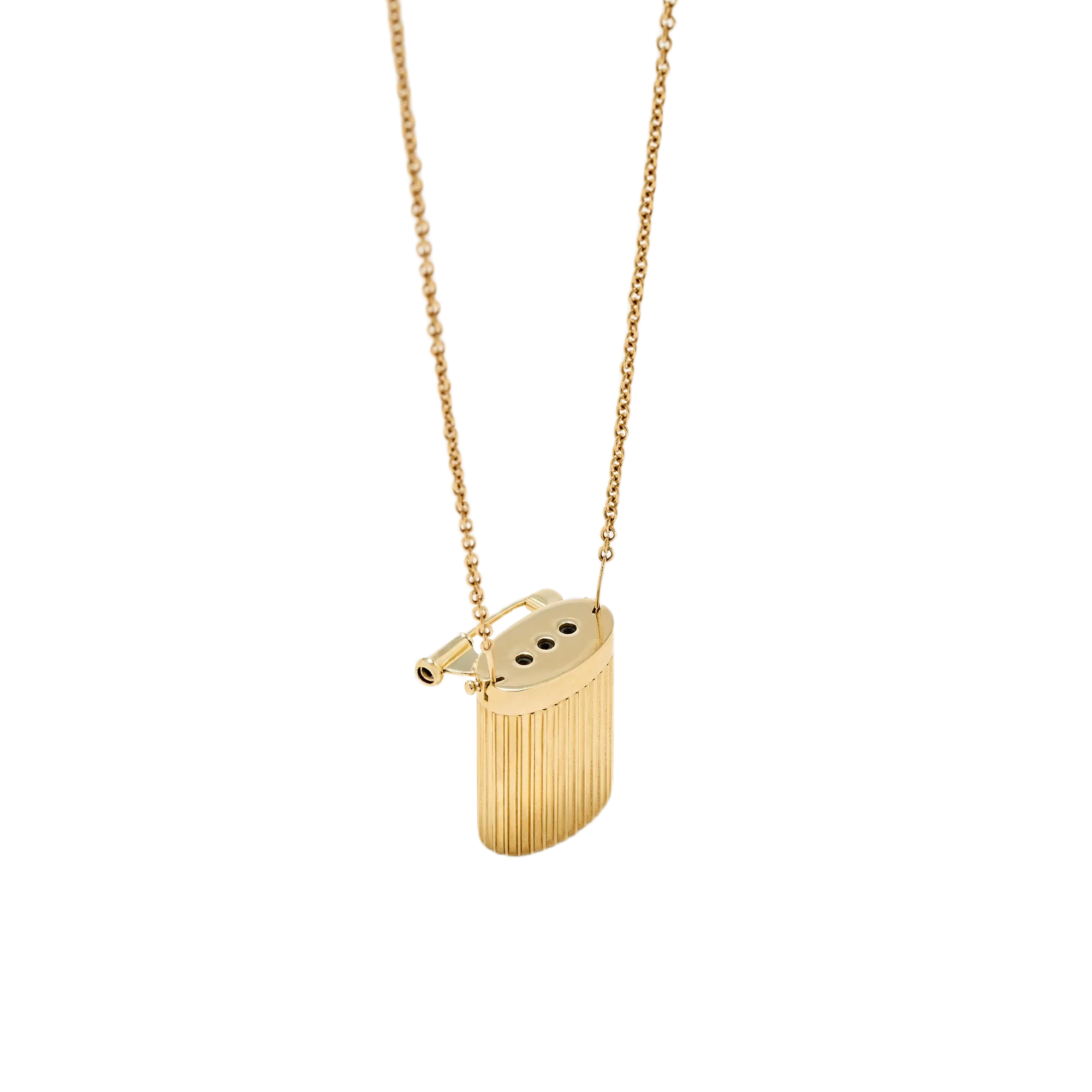 Yellow gold and diamond flower vase brooch pendant, flower stem holder necklace by Yvonne Leon and Tiny Gods