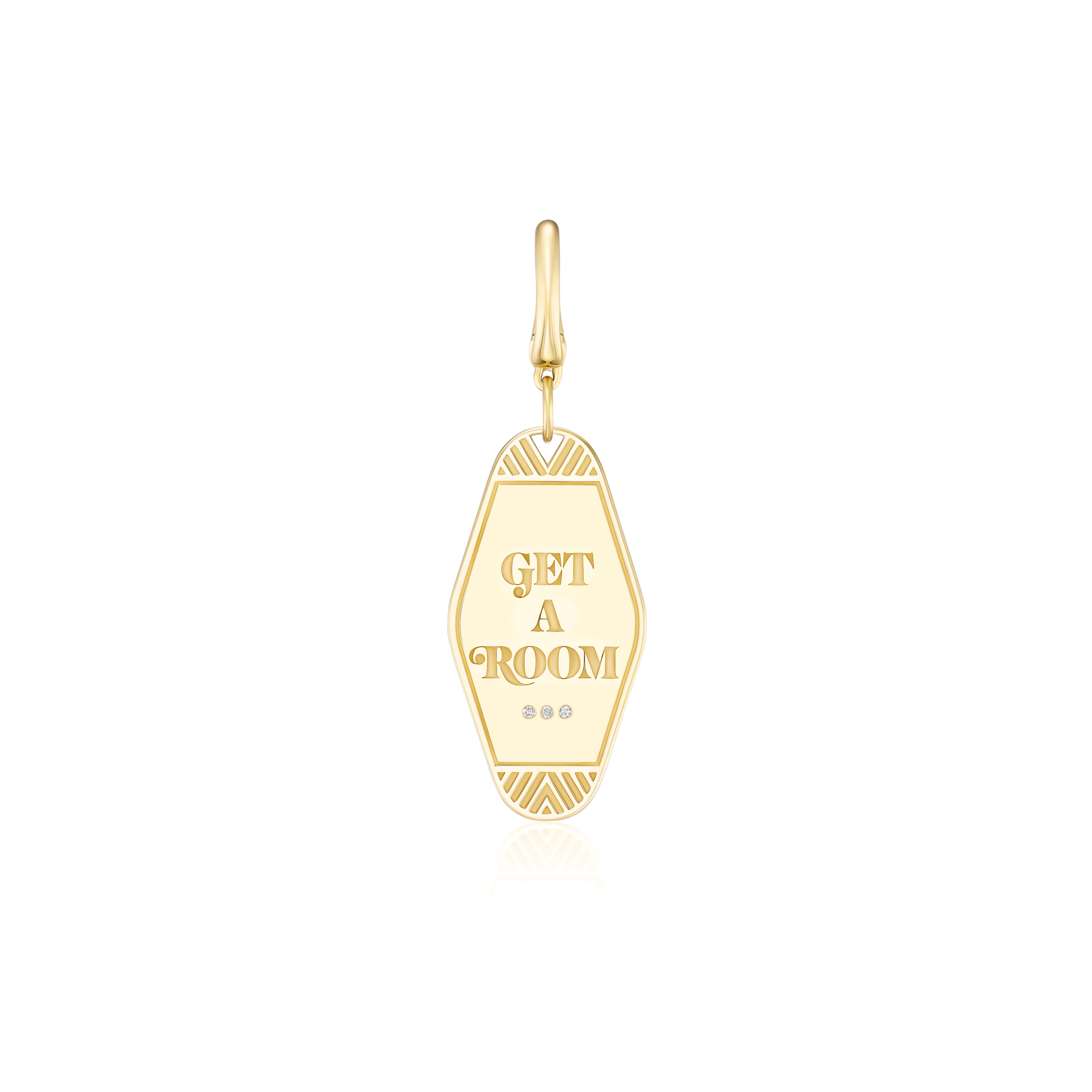18k yellow gold mini diamond get a room keychain charm pendant by Harwell Godfrey Tiny Gods