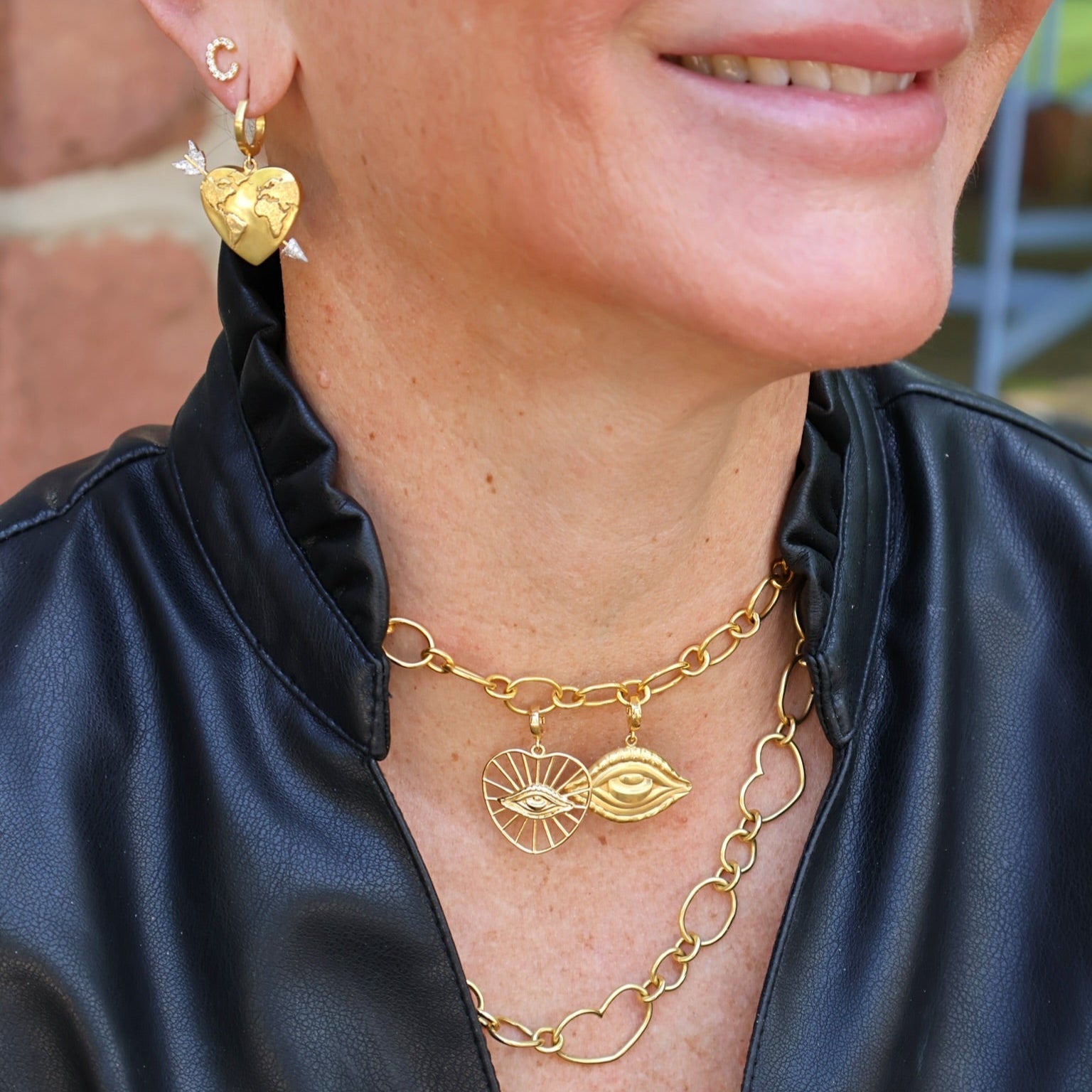 18k yellow gold handmade oval link chain necklace by Christina Alexiou Tiny Gods