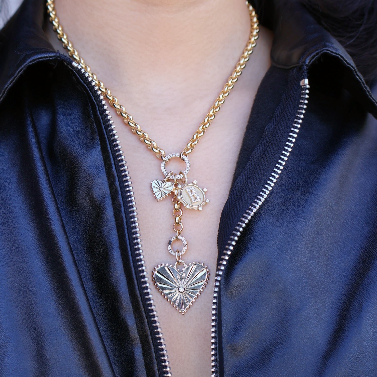 14k yellow gold large pour toujour diamond heart by Marlo Laz Tiny Gods