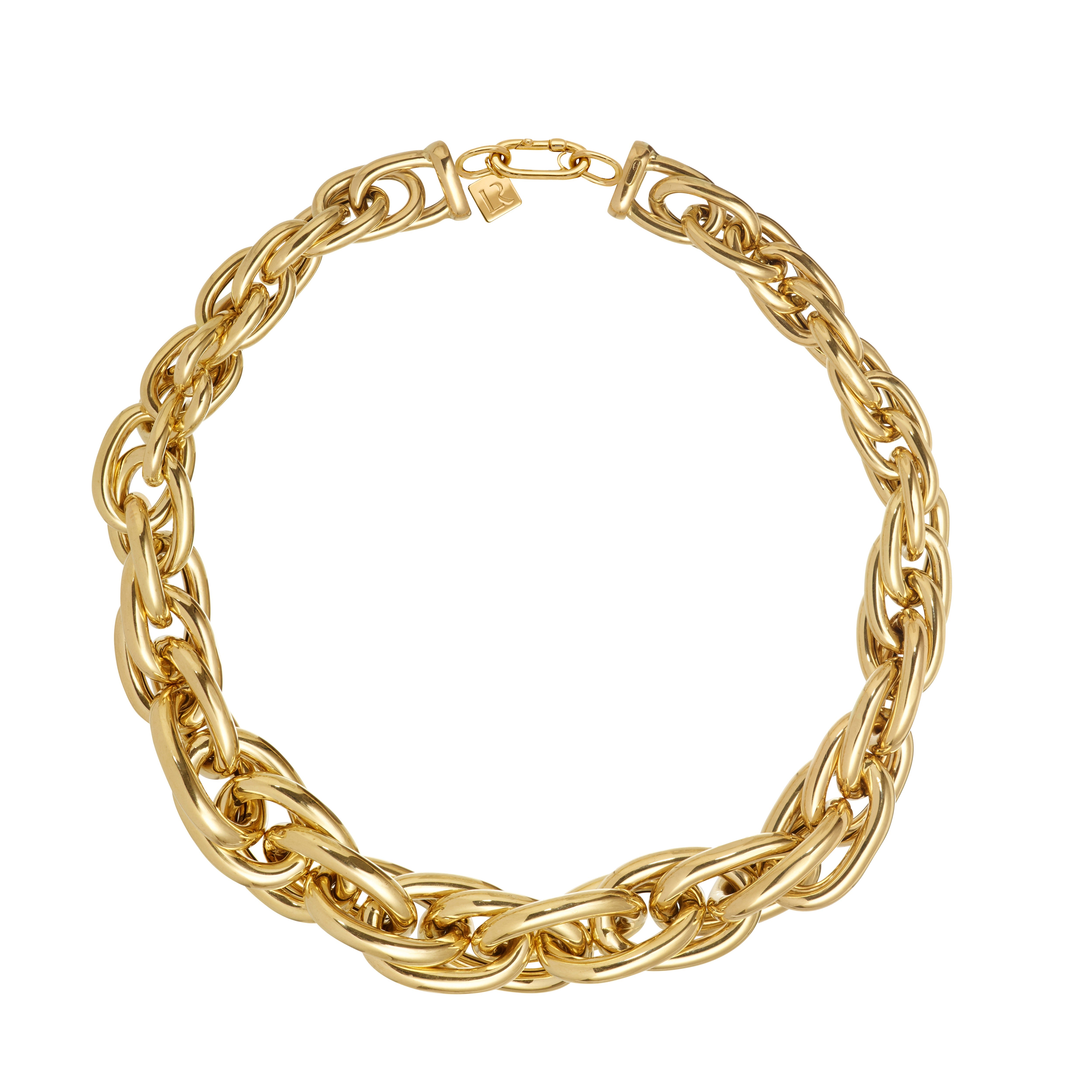 14k yellow gold large mixed link choker chain necklace by Lauren Rubinski Tiny Gods