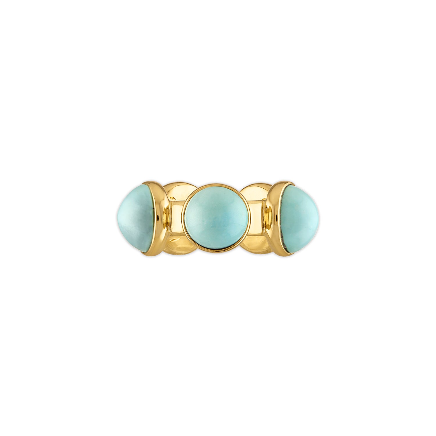 18k yellow gold round cabochon turquoise large Vic ring by Jade Ruzzo Tiny Gods