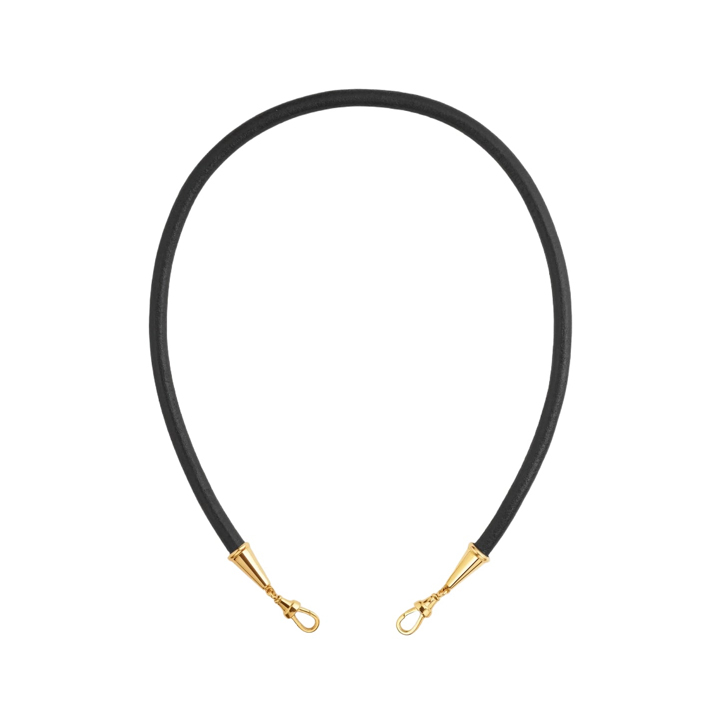 18k yellow gold 37cm or 42cm black leather lasso cord necklace by Marie Lichtenberg Tiny Gods