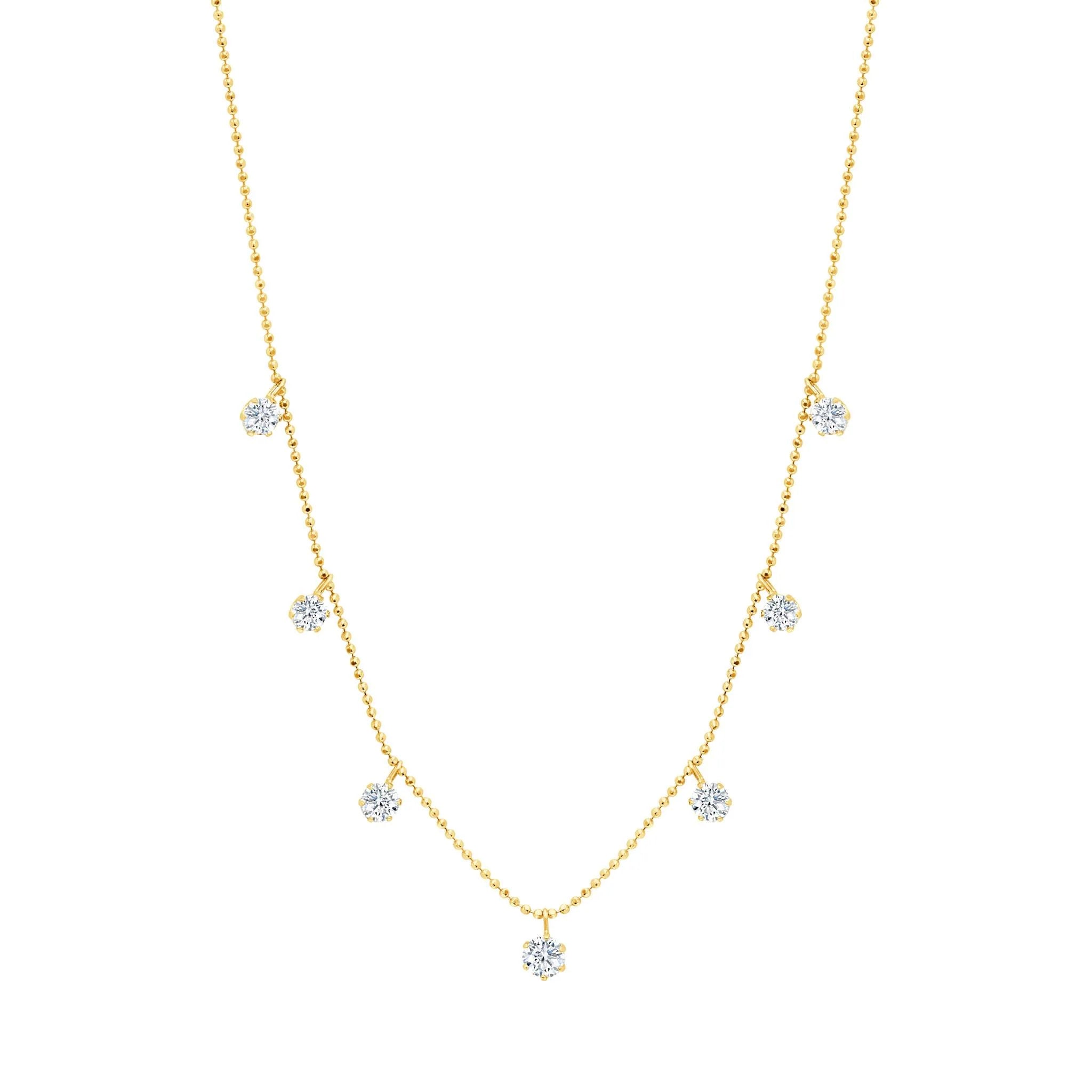 18k yellow gold medium diamond floating adjustable necklace by Graziela Tiny Gods