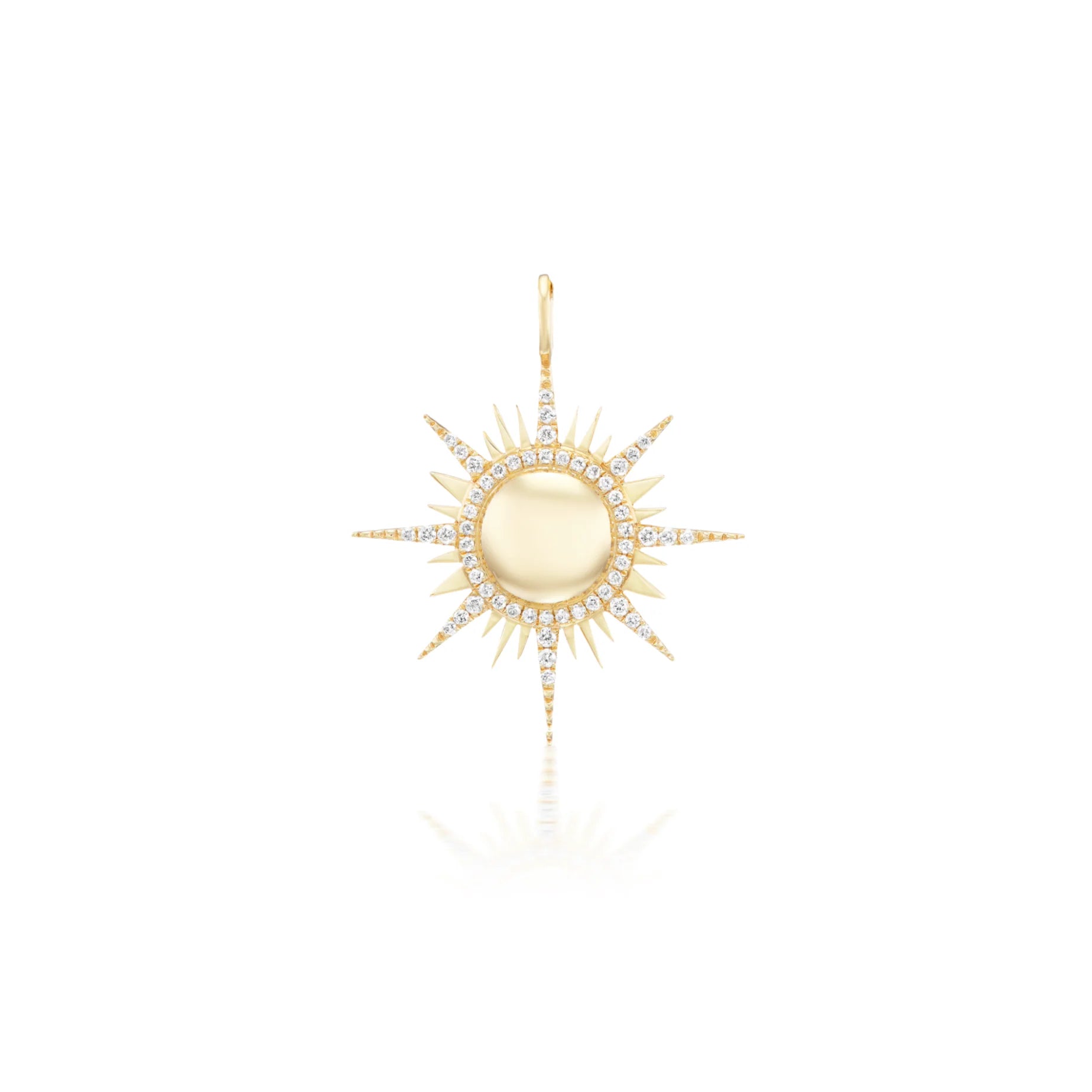 18k yellow gold diamond medium il sole sun pendant necklace by Sorellina Tiny Gods