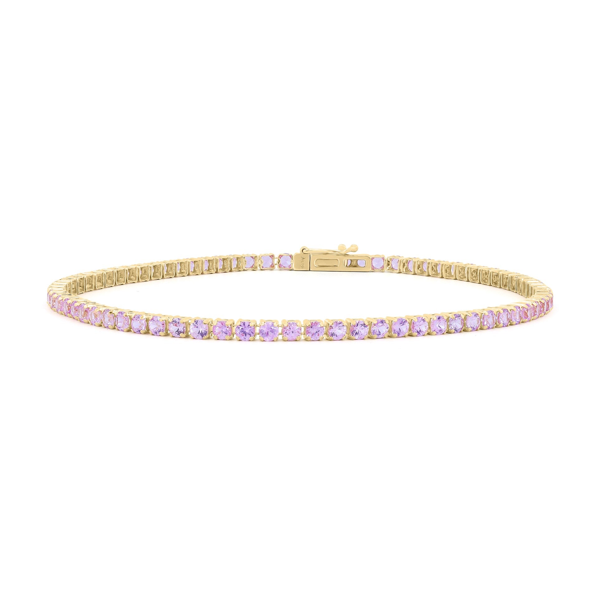 18k yellow gold medium pink sapphire invisible tennis bracelet Tiny Gods