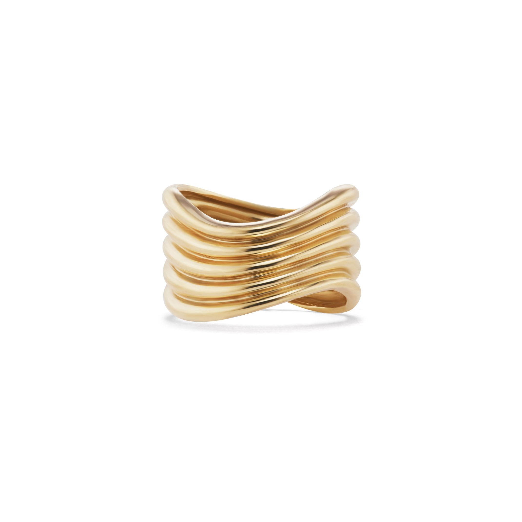 18k yellow gold wave la ola ring 5 ridges cigar band by Beck Tiny Gods