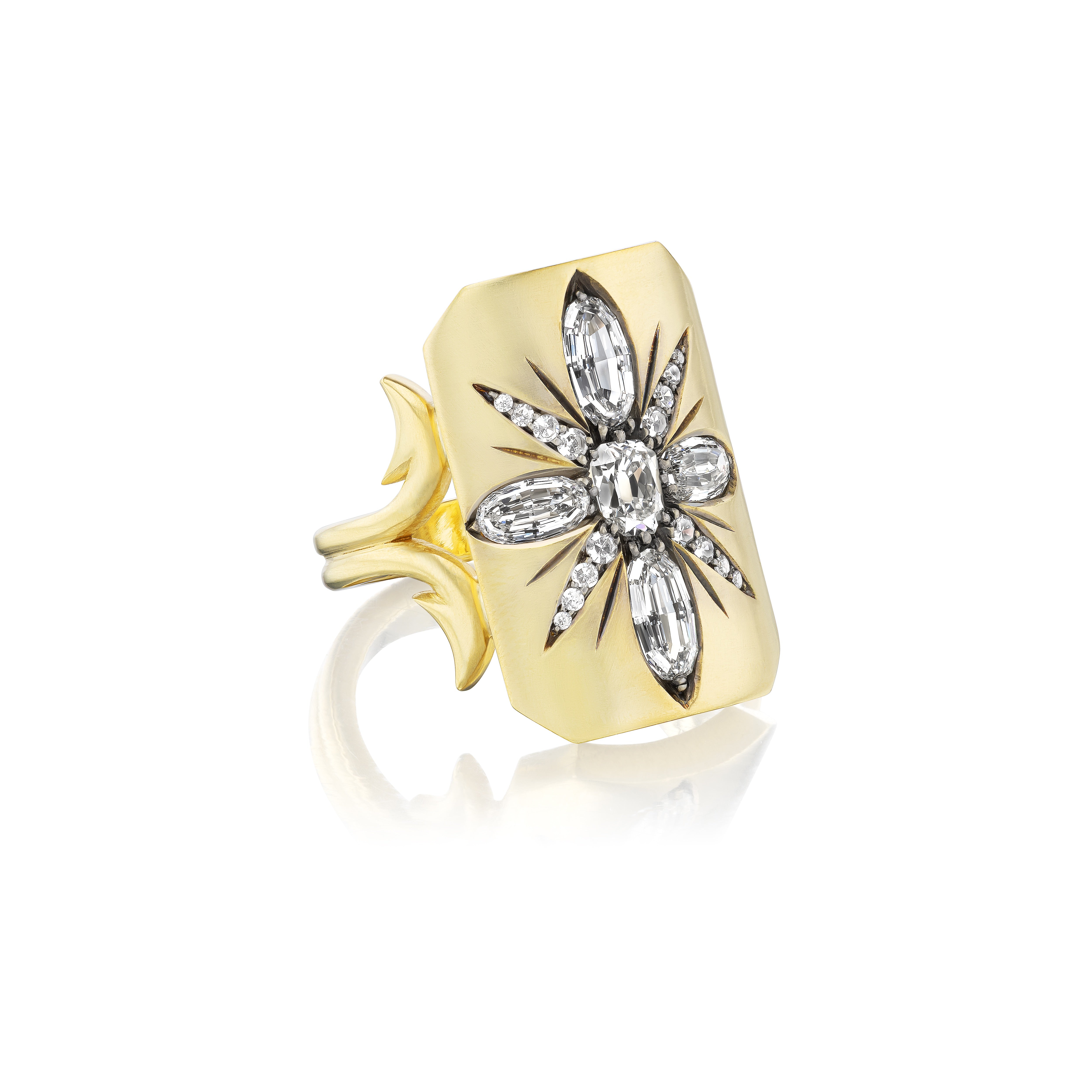 18k yellow gold gilded age diamond ten tables ring by Sylva & Cie Tiny Gods