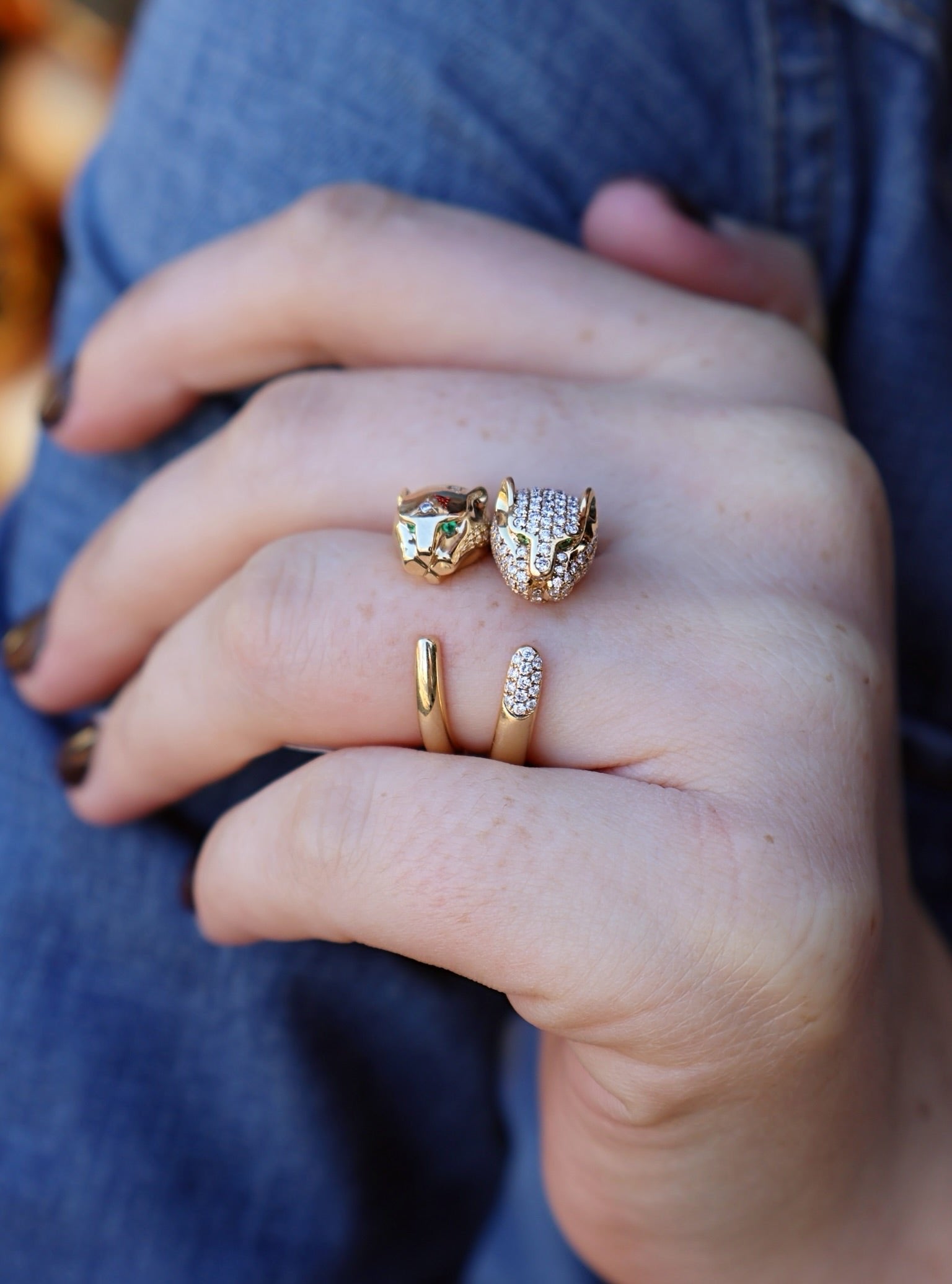 18k yellow gold panther ring by Anita ko Tiny Gods