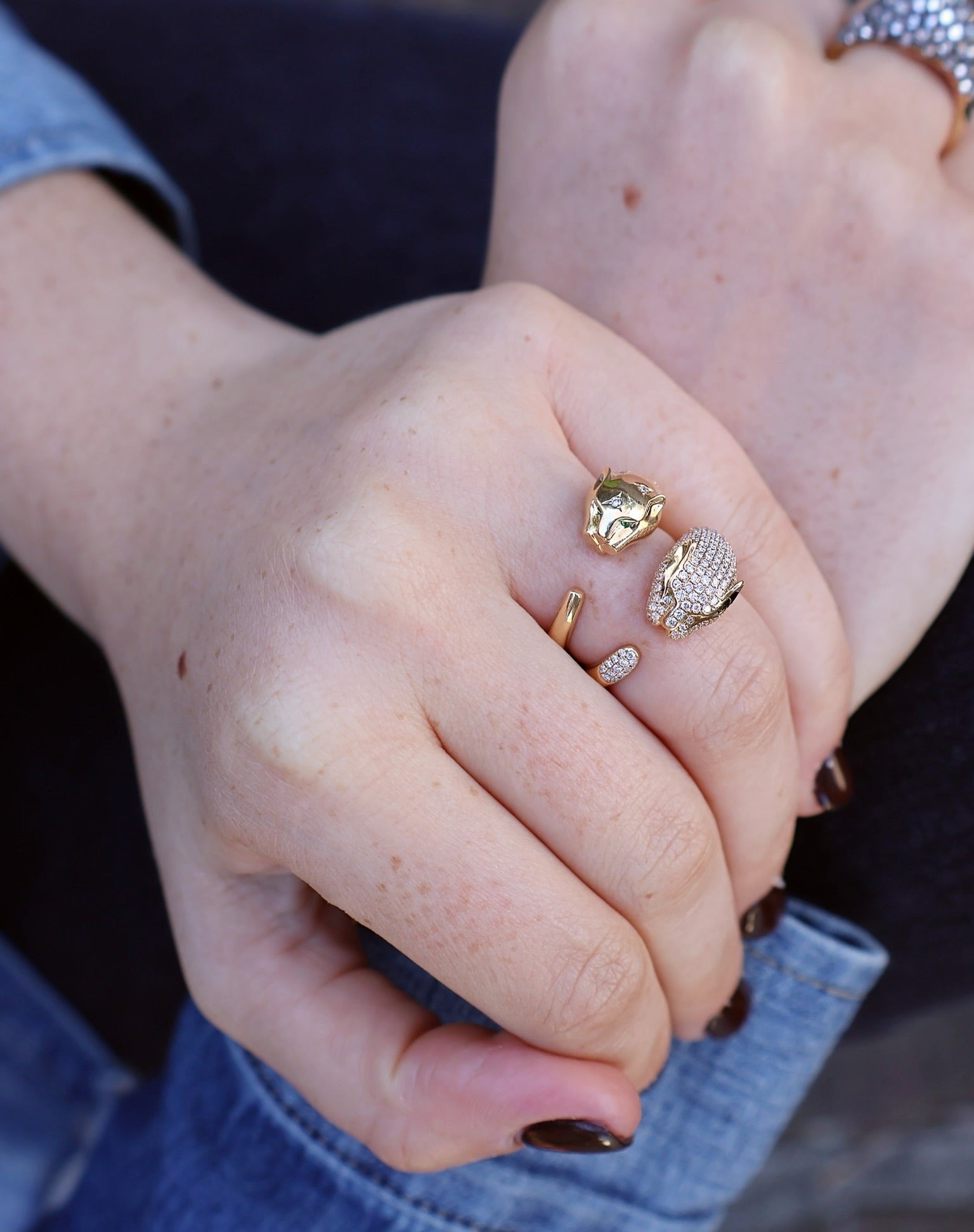 18k yellow gold panther ring by Anita ko Tiny Gods