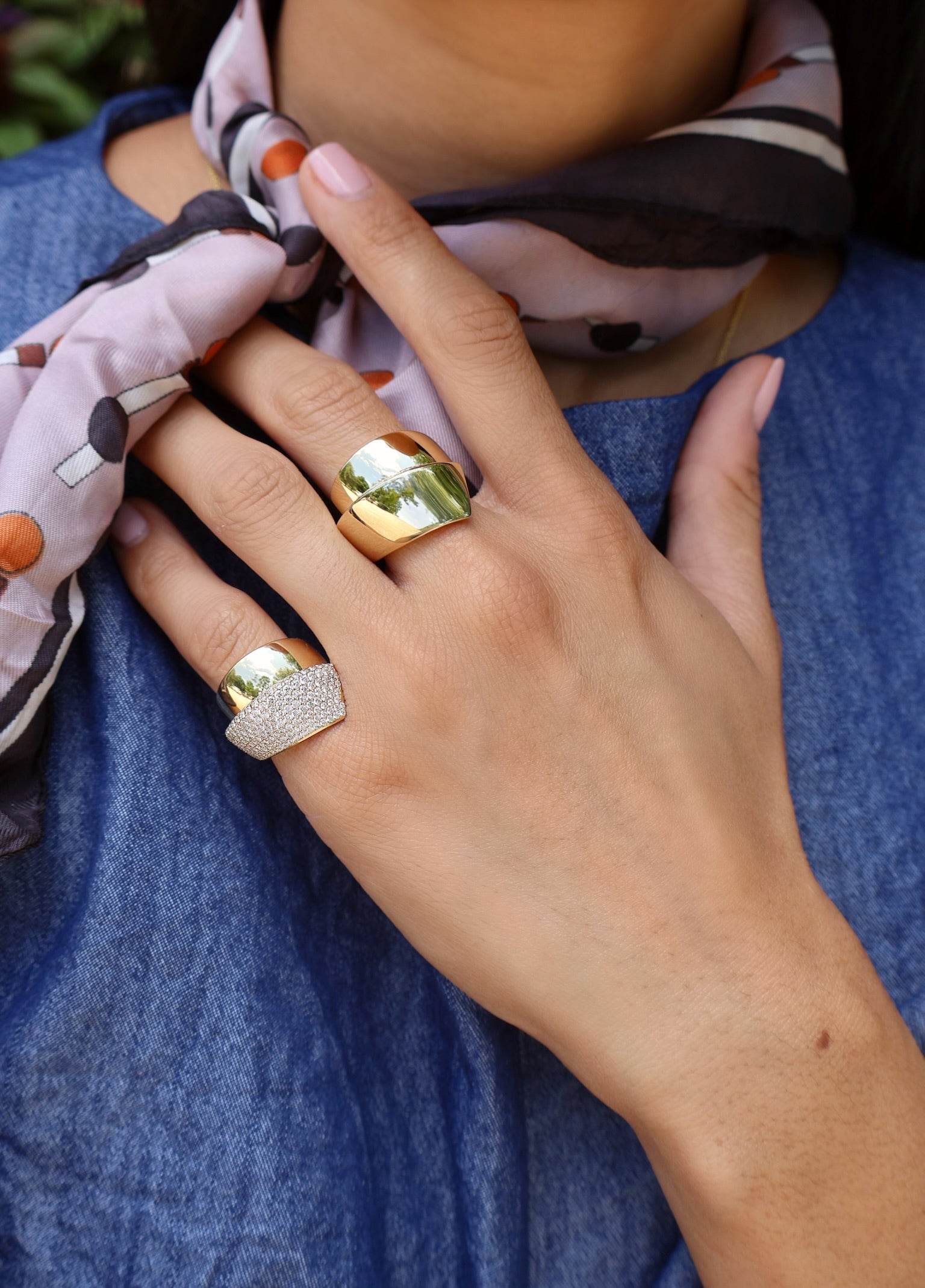 18k yellow gold pave diamond divino pinky ring by Engelbert Tiny Gods