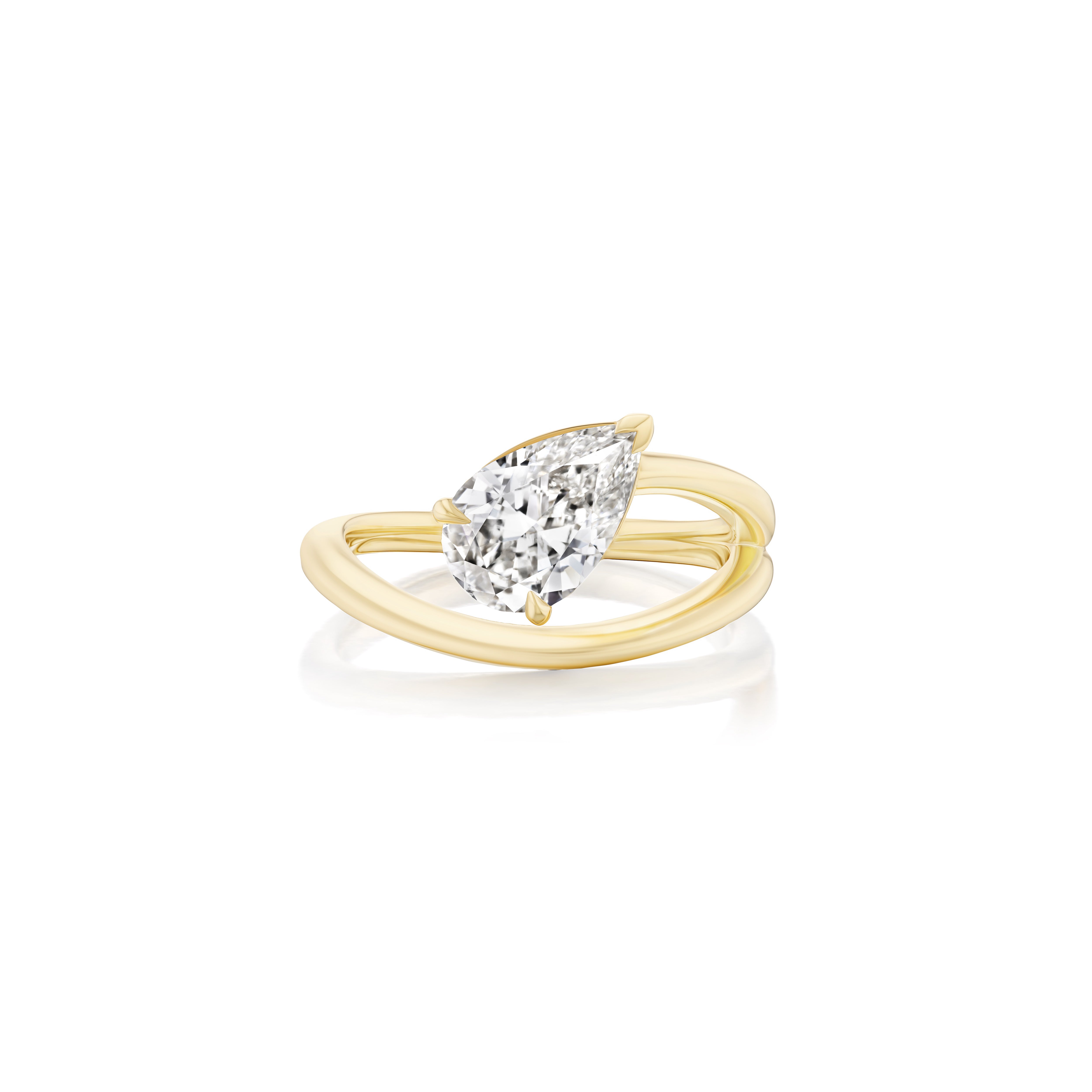 18k yellow gold pear cut diamond wrap floating ring by Tiny Gods