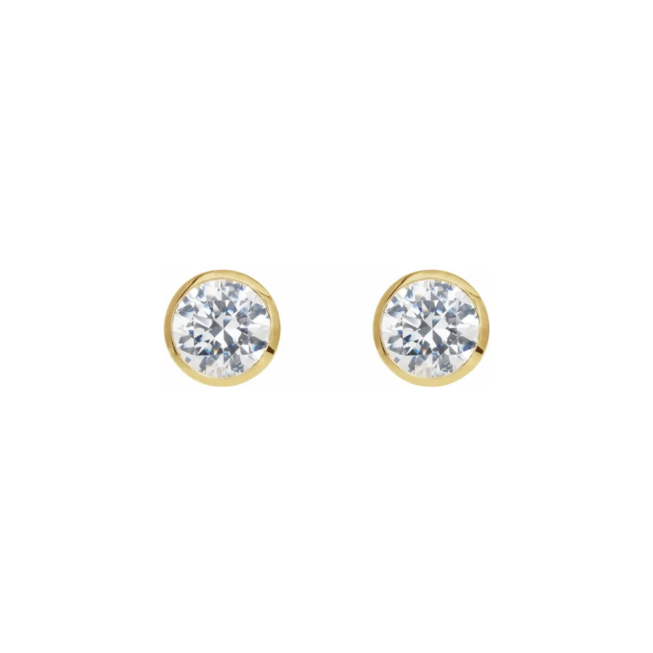 14k yellow gold diamond 3.4mm cocktail flat bezel stud earrings tiny Gods