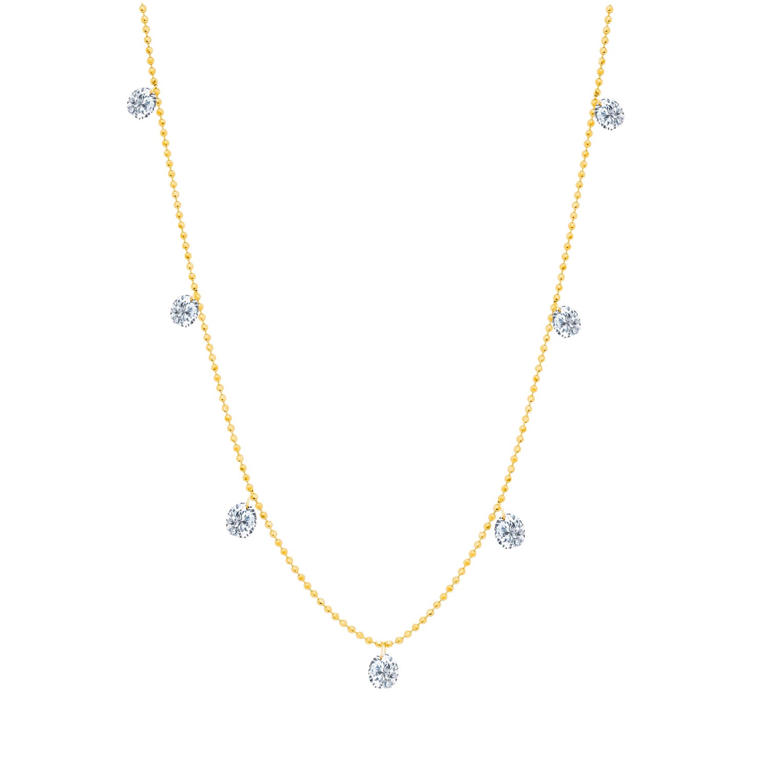 18k yellow gold small diamond floating adjustable necklace by Graziela Tiny Gods