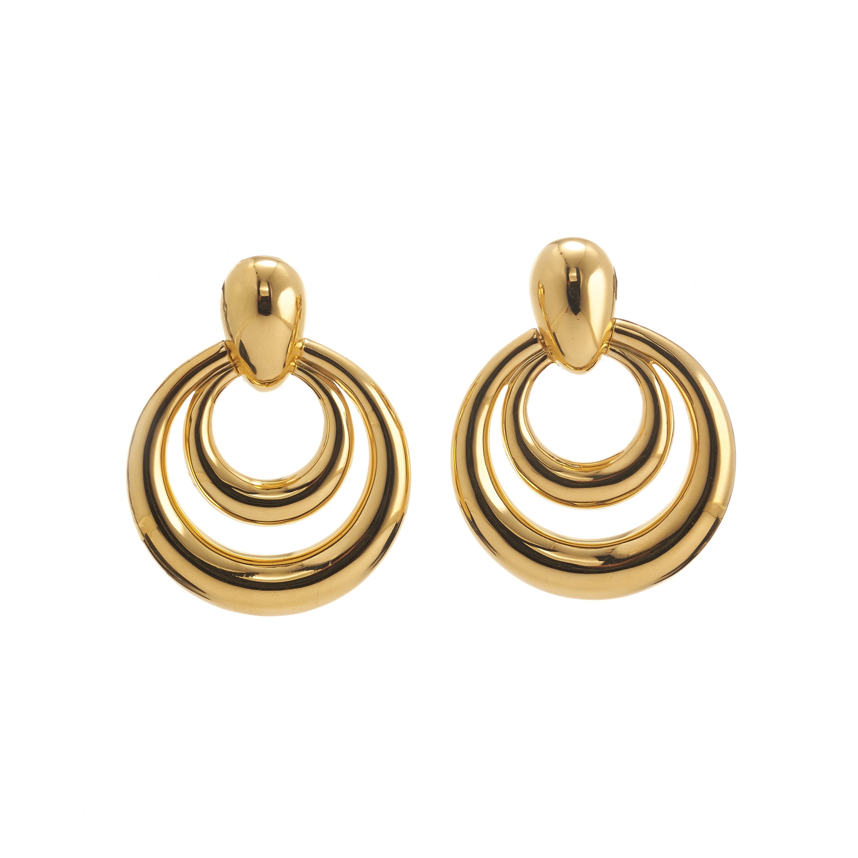 18k yellow gold small double round hoop earrings by David Webb clip on backs Tiny Gods