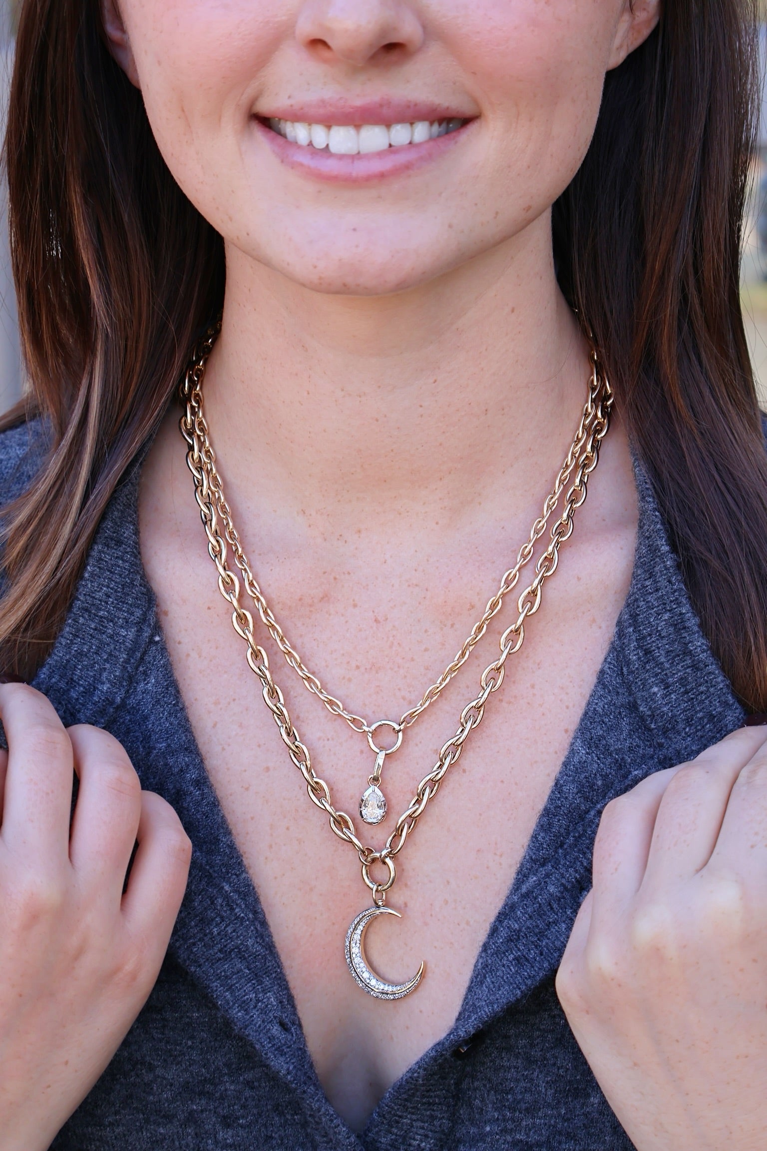 14k yellow gold small teardrop link chain necklace Tiny Gods