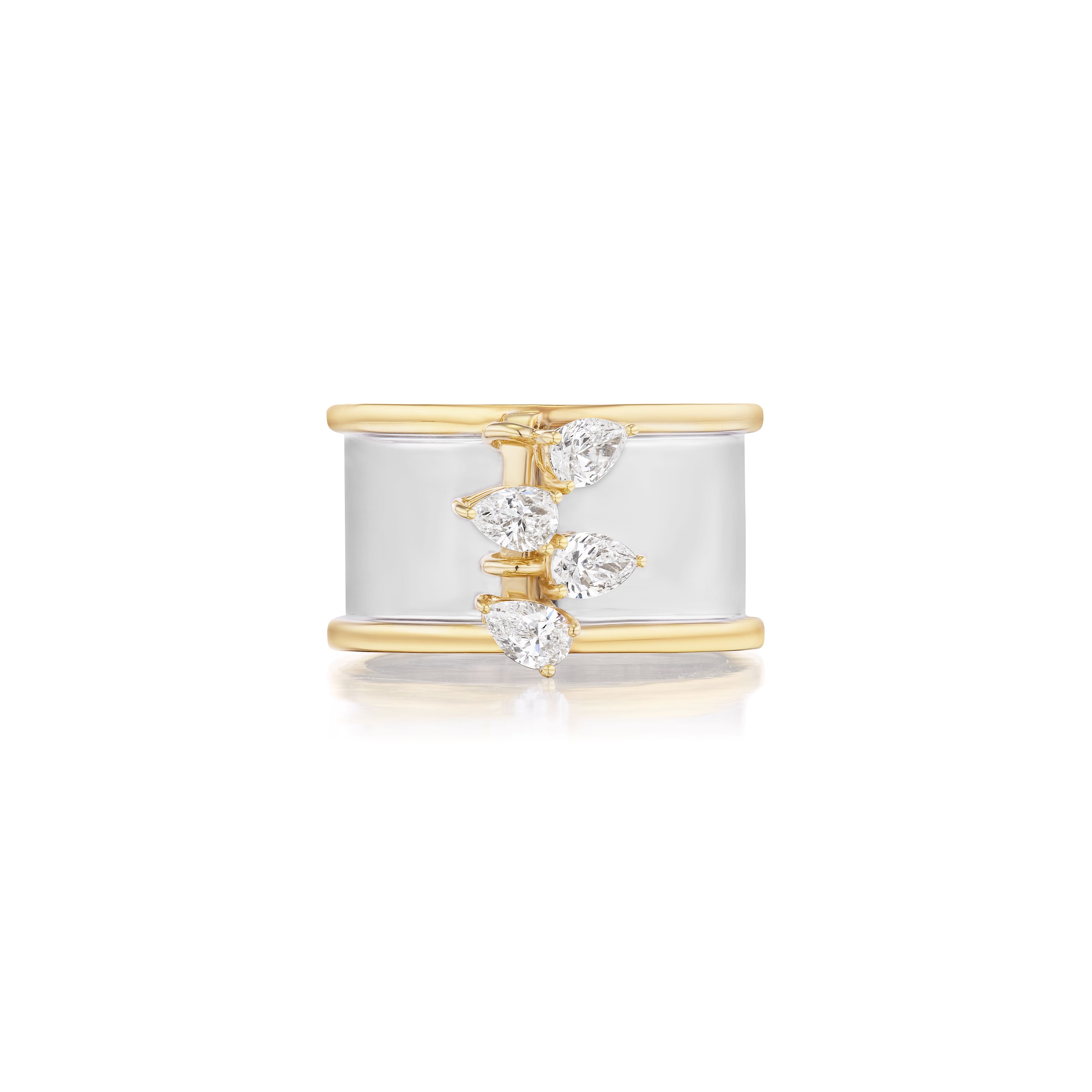 Yellow and white gold Erin Pear Diamond ring by Rainbow K Tiny God