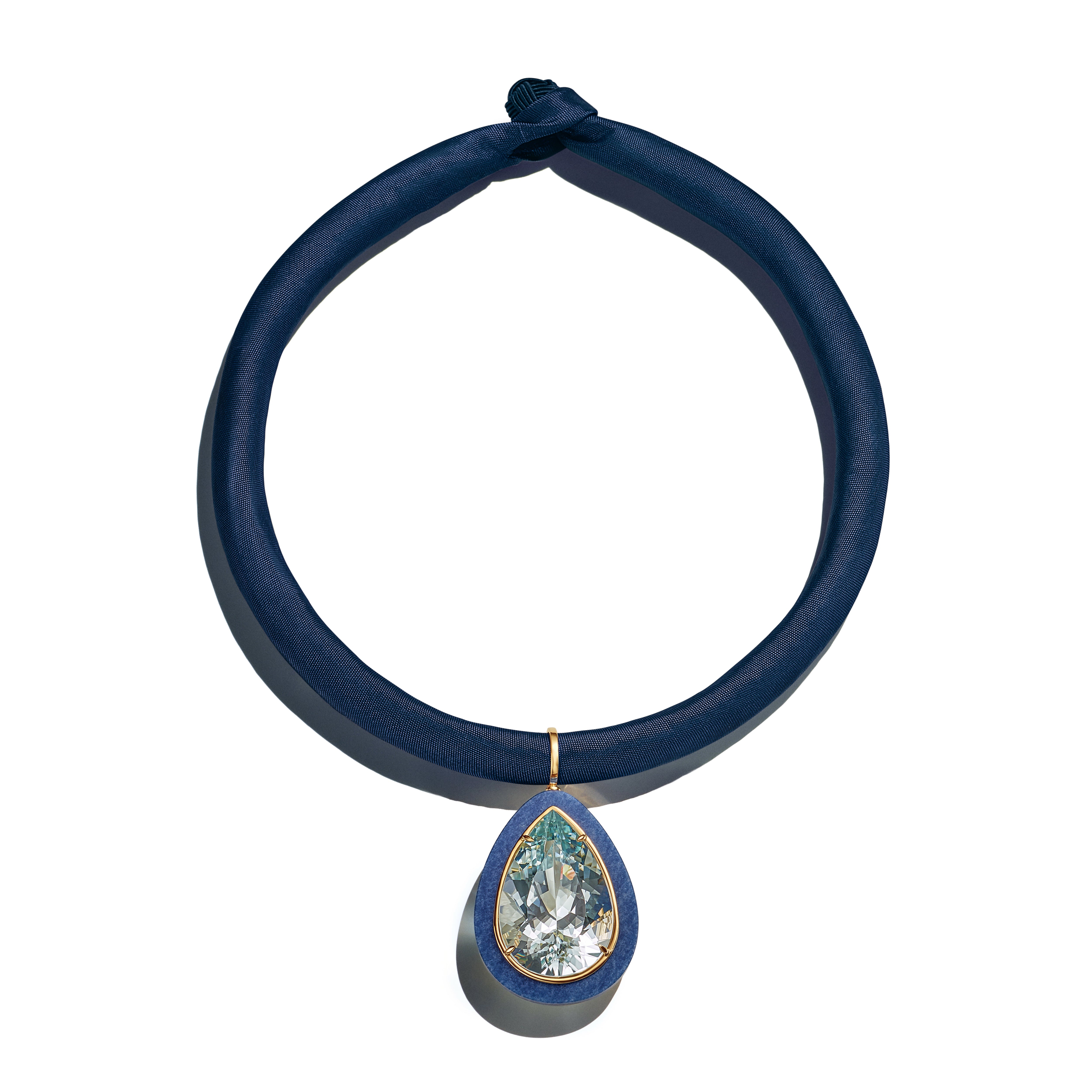 Yvonne dumortierite blue topaz lapis pear frames silk choker necklace sauer tiny gods