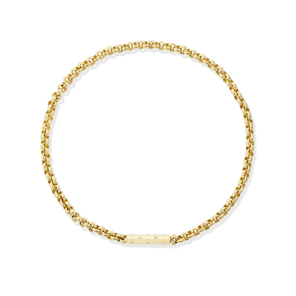 18k yellow gold yvonne necklace with handmade rolo chain and diamond tube clasp Tiny Gods