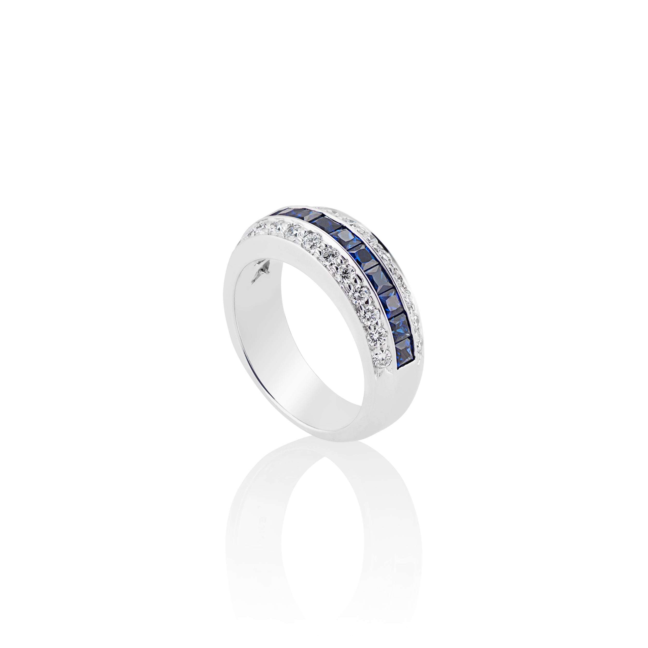 18k yellow gold square sapphire and diamond channel ring by tiny gods