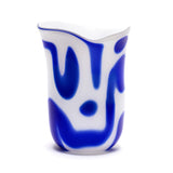 Paul Arnhold glass royal blue and white swirl vase Tiny Gods