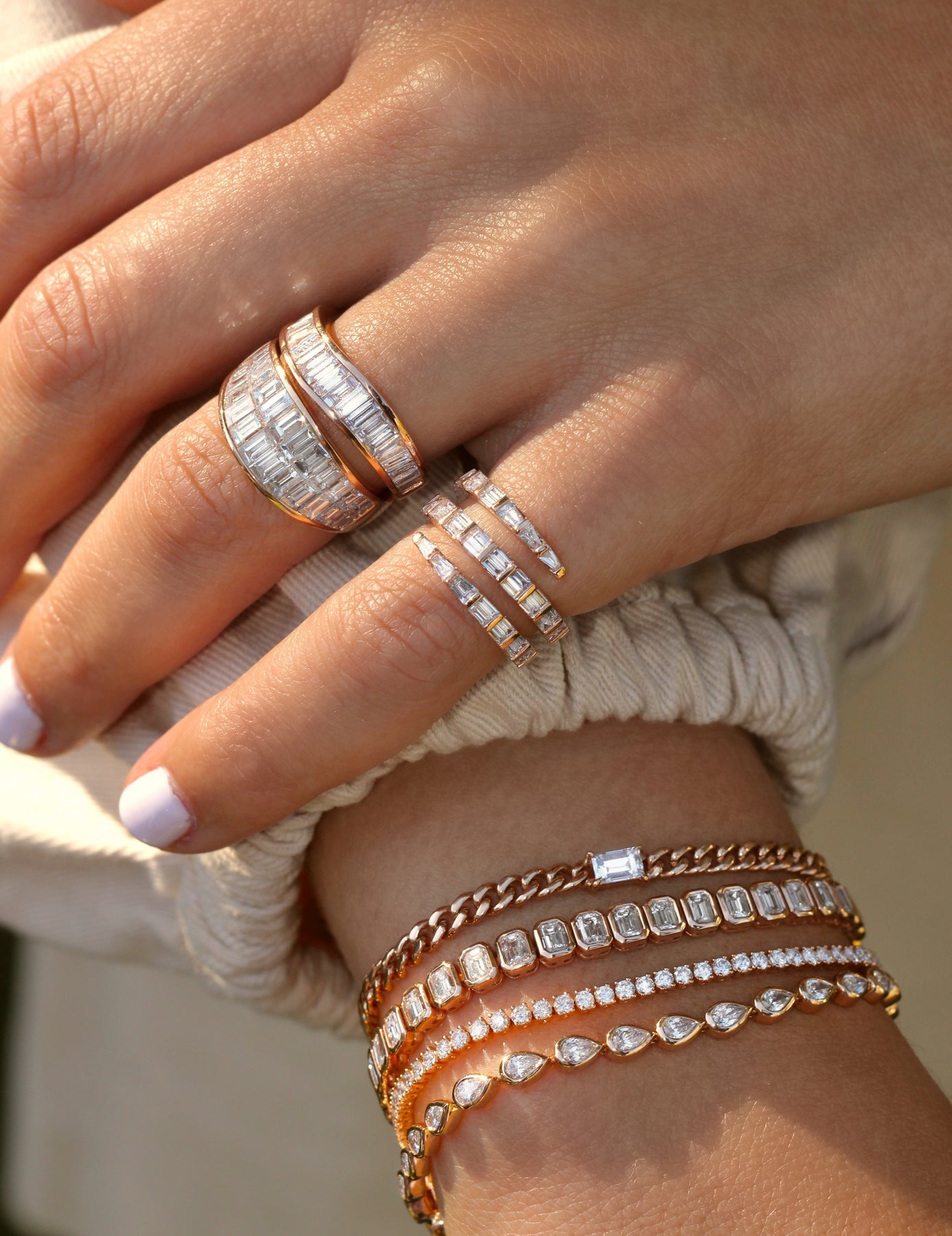 Baguette Diamond Wave Ring