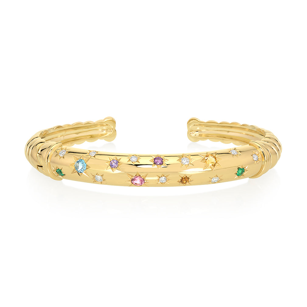 18k yellow gold bracelet with multi colored stones by Sauer