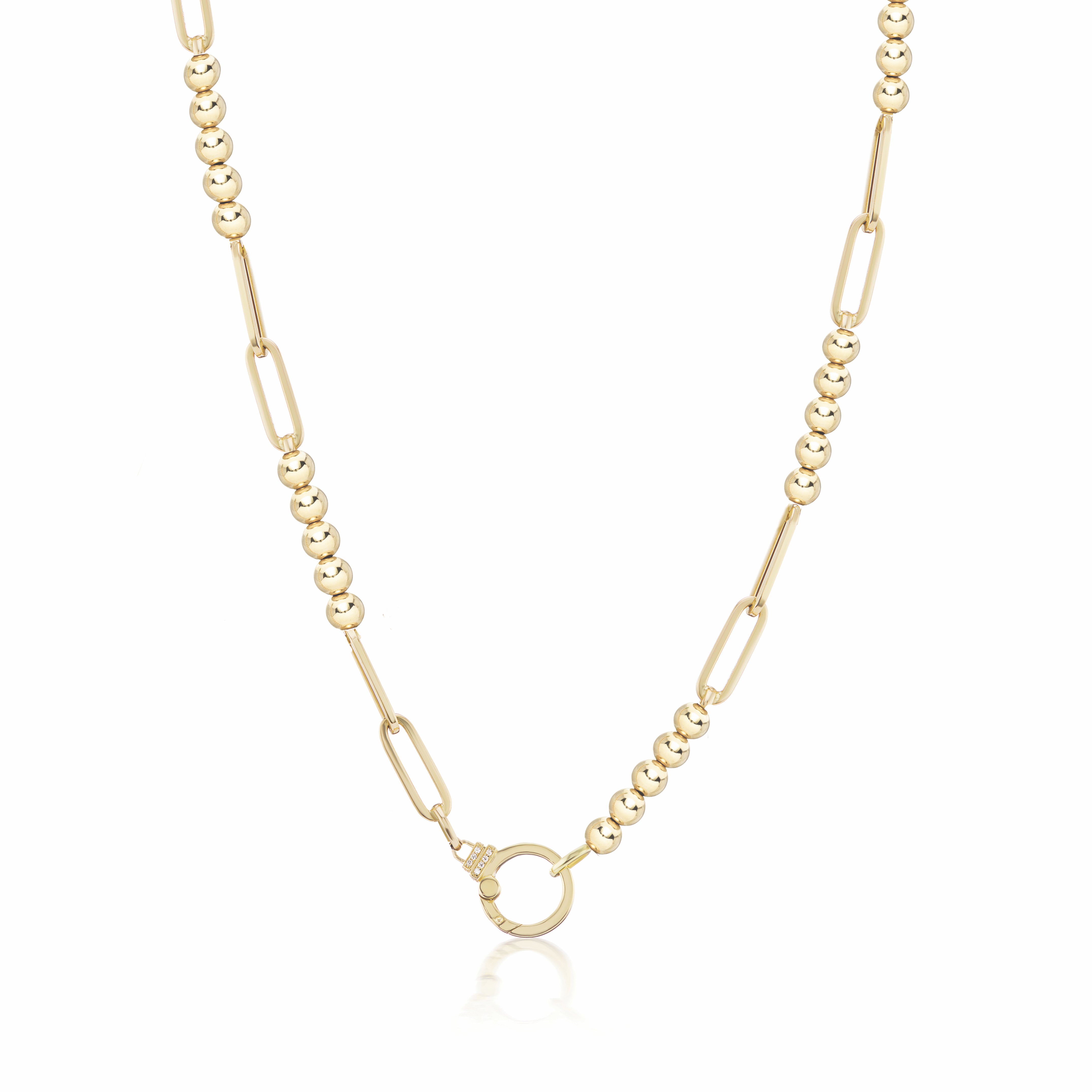18k yellow gold ball chain Beaded Paperclip Chain by Sorellina with enhancer clasp for pendant Tiny Gods