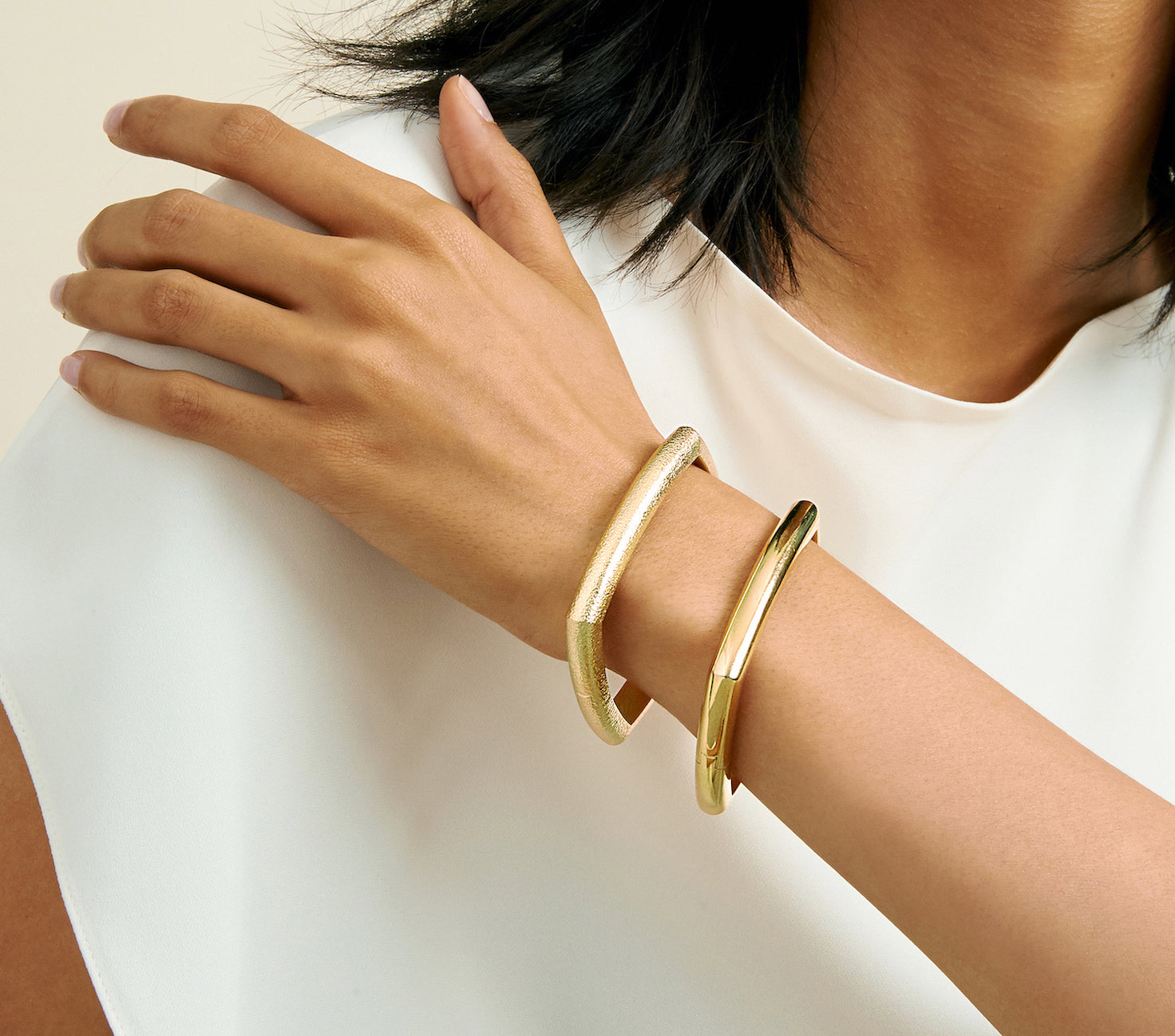18k hammered yellow gold quad bangle square by David Webb Tiny Gods