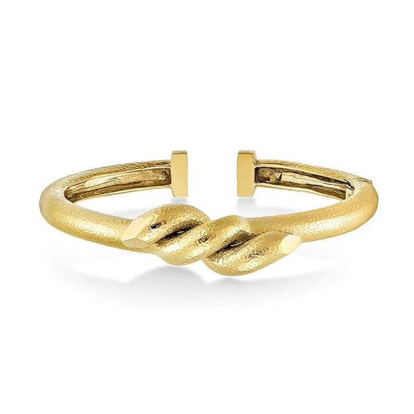 18k yellow gold Hammered Twisted Nail Bangle bracelet by David Webb Tiny Gods