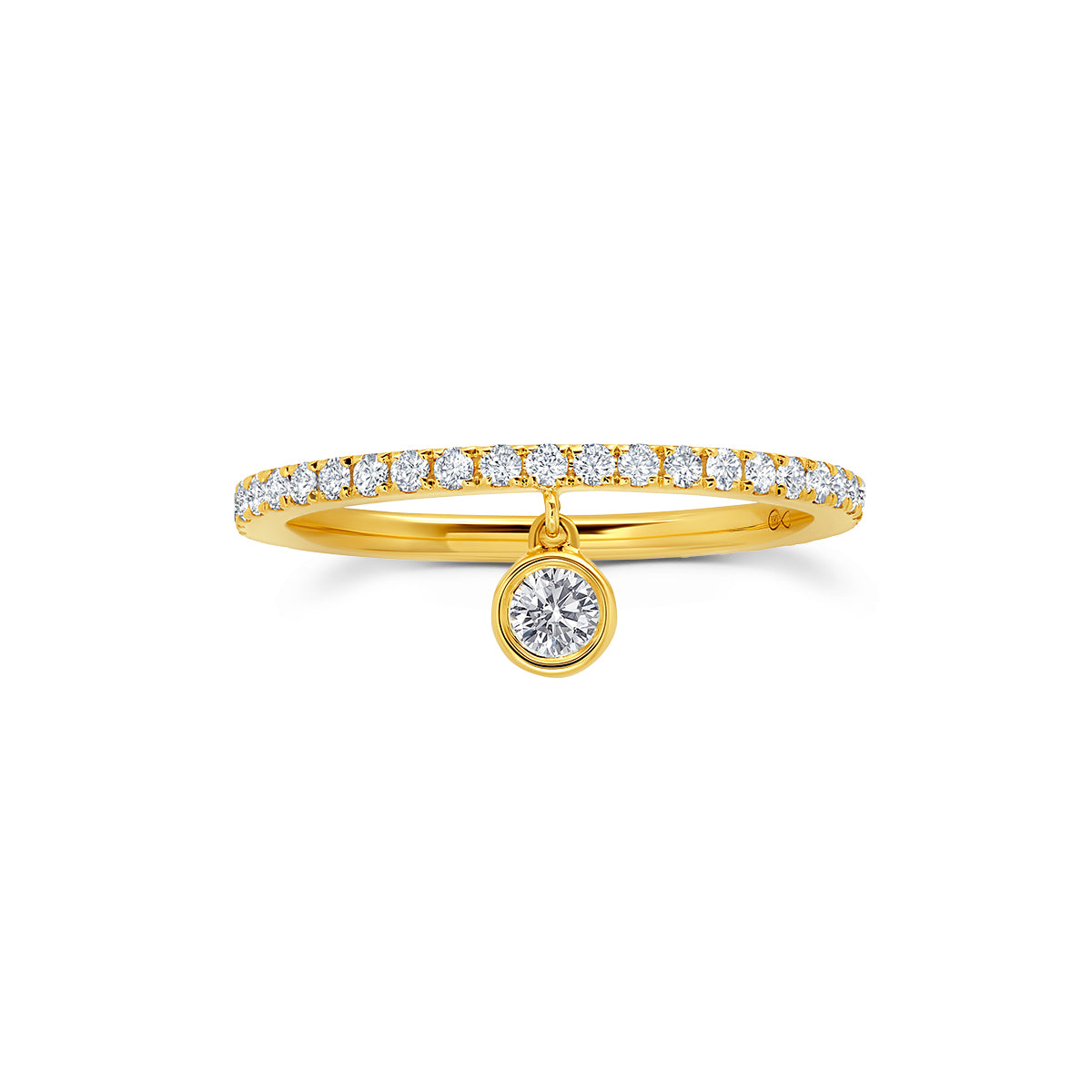18k gold diamond ring with dangle by Graziela