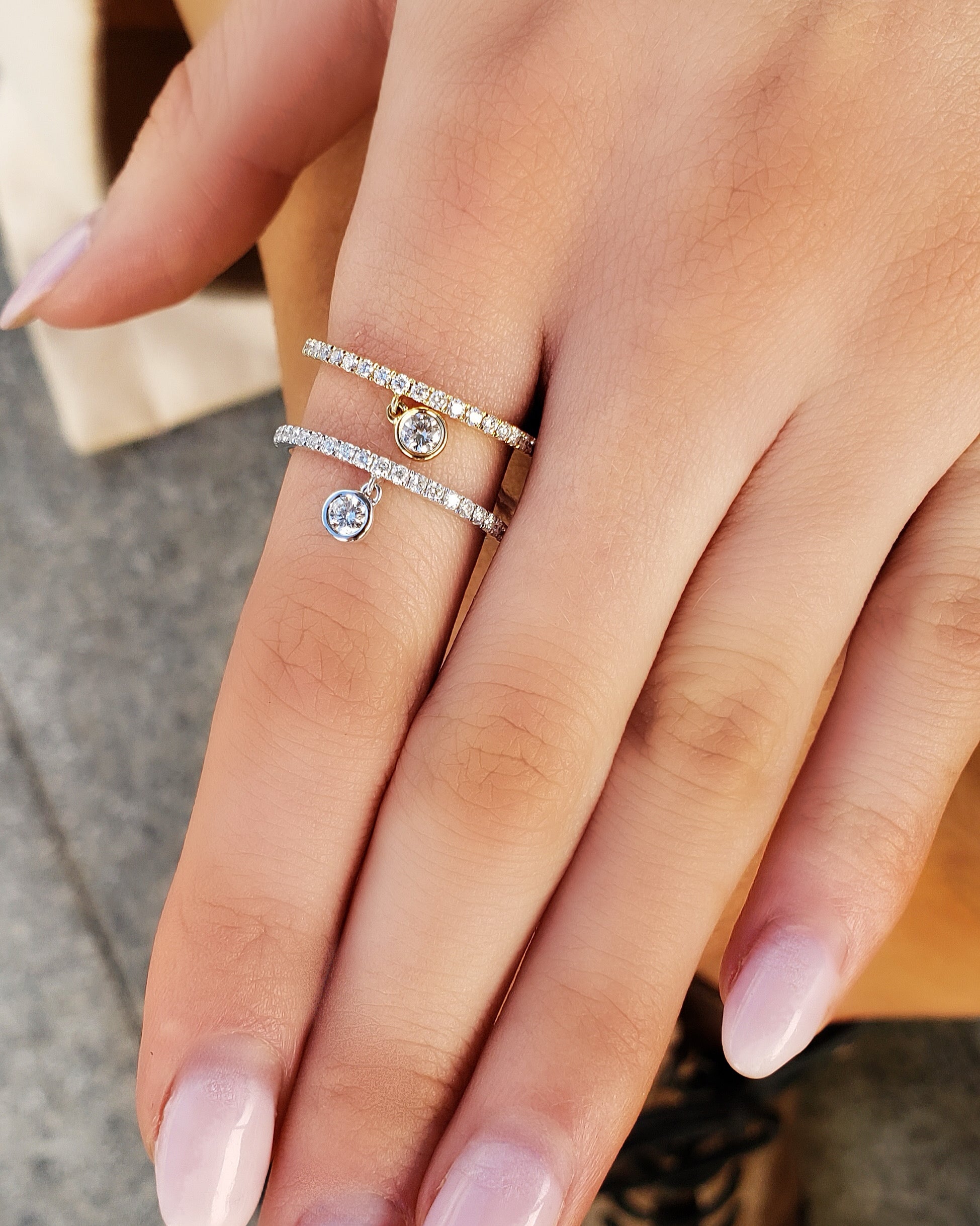 Dangly Diamond Full Band Ring