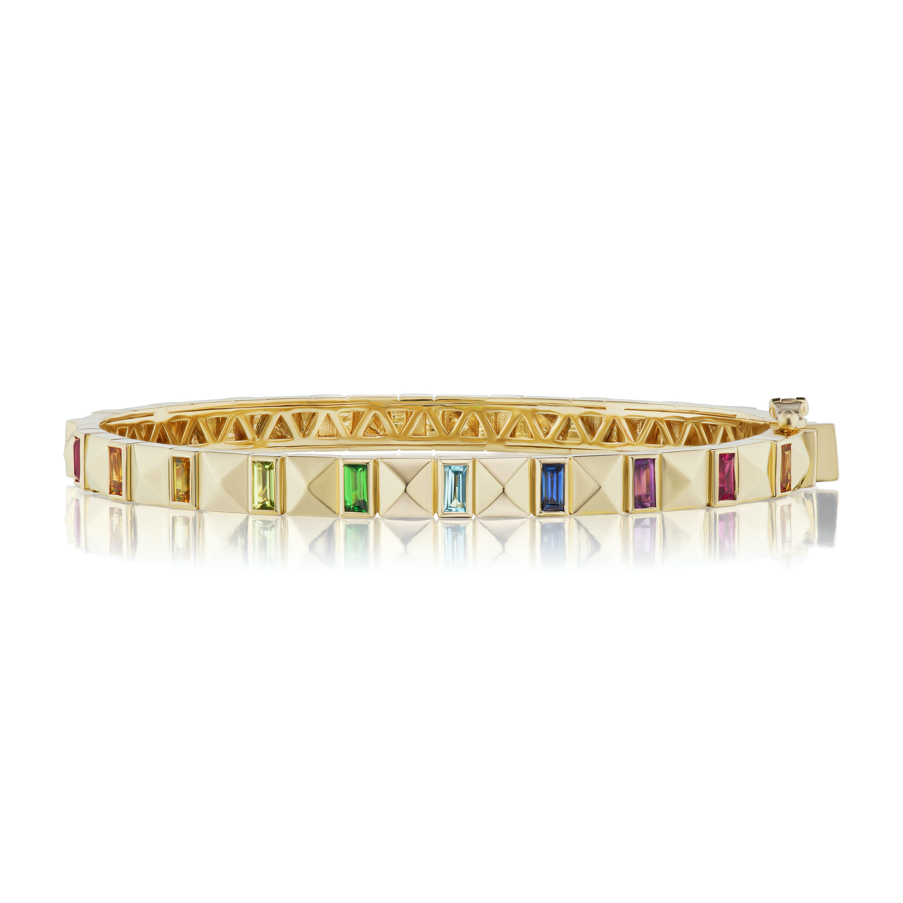 Rainbow Pyramid Stud Bangle Bracelet